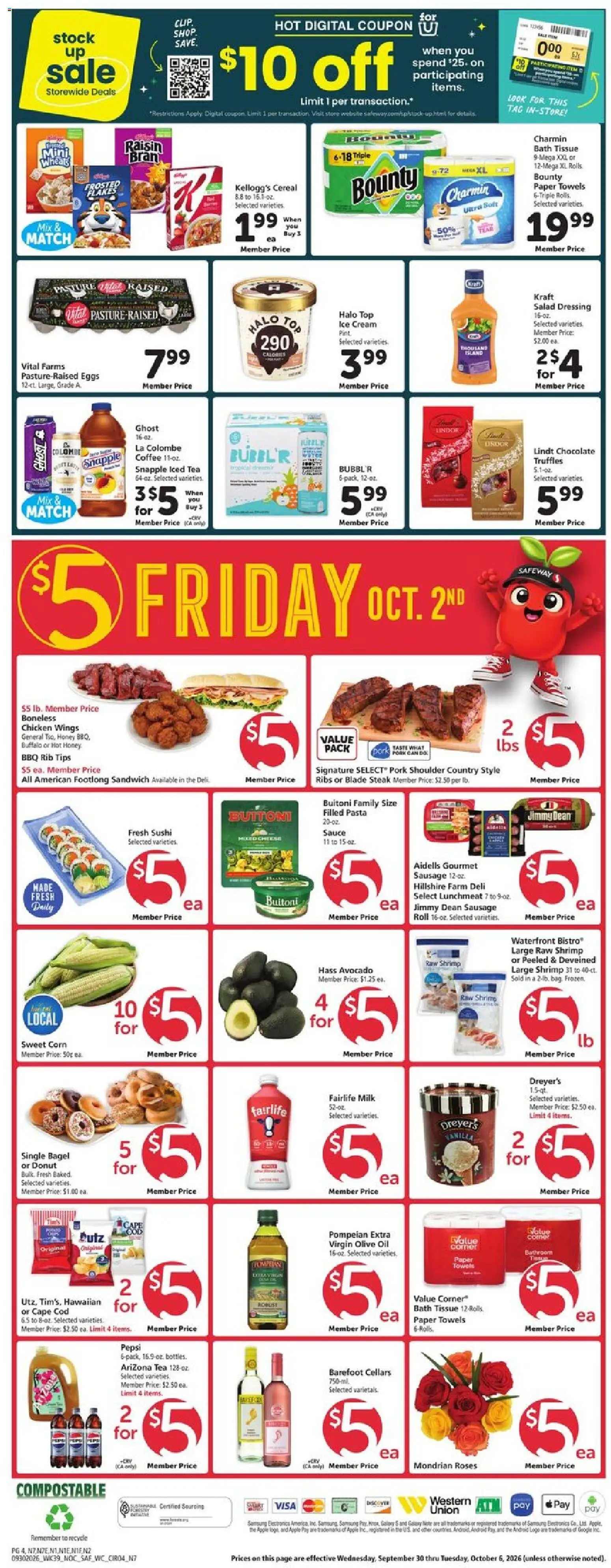 Safeway Weekly Ad - valid from 09/30/2026 | Page: 4 | Products: Pork, Dressing, Ice, Steak