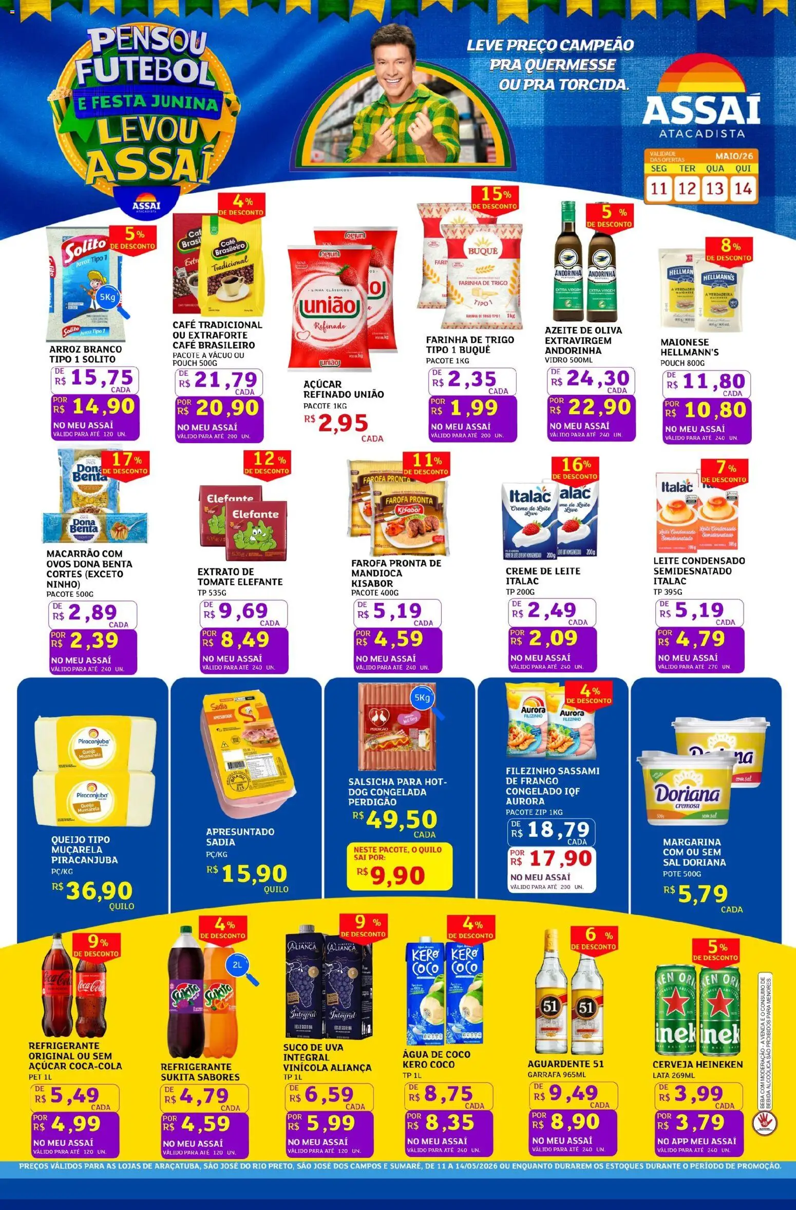 Assaí Atacadista Folheto - válido de 11.05.2026 | Página: 1 | Produtos: Mandioca, Aliança, Bebida, Margarina
