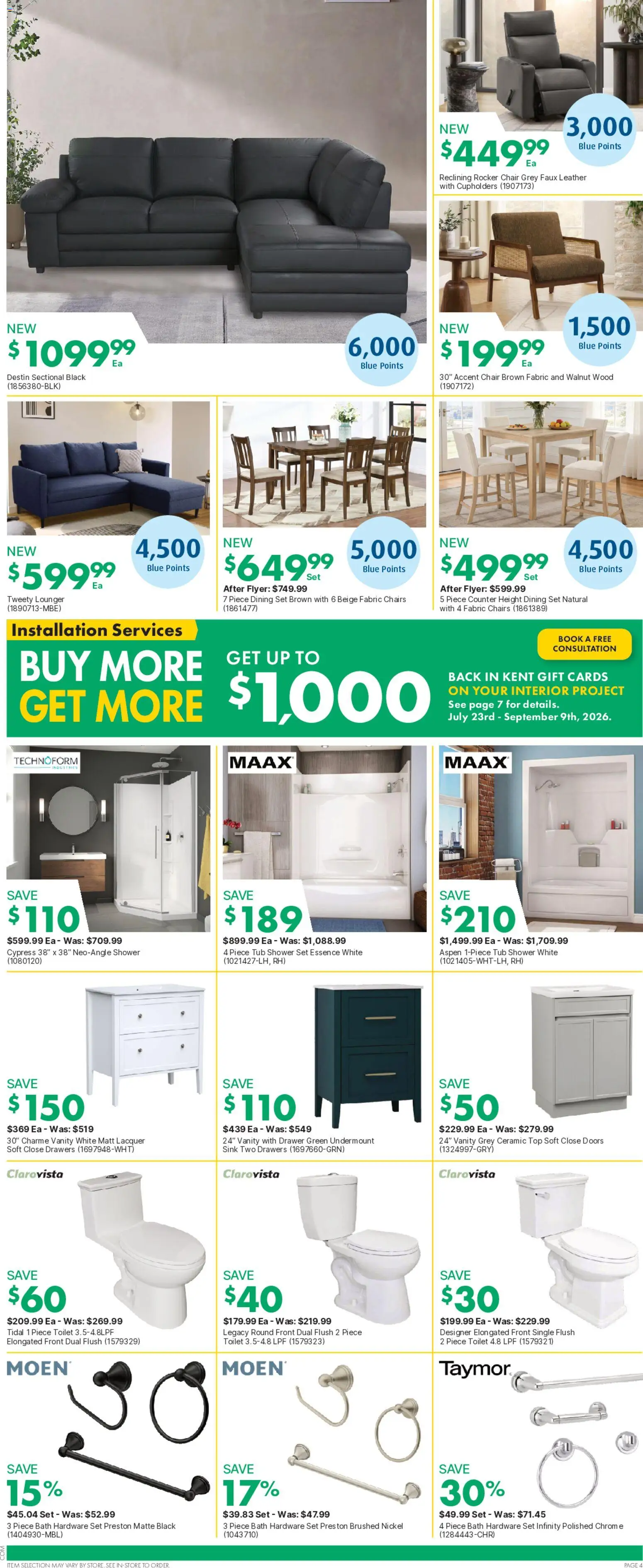 Kent flyer valid from Aug 20, 2026 | Page: 5 | Products: Dining set, Bath, Shower, Chairs