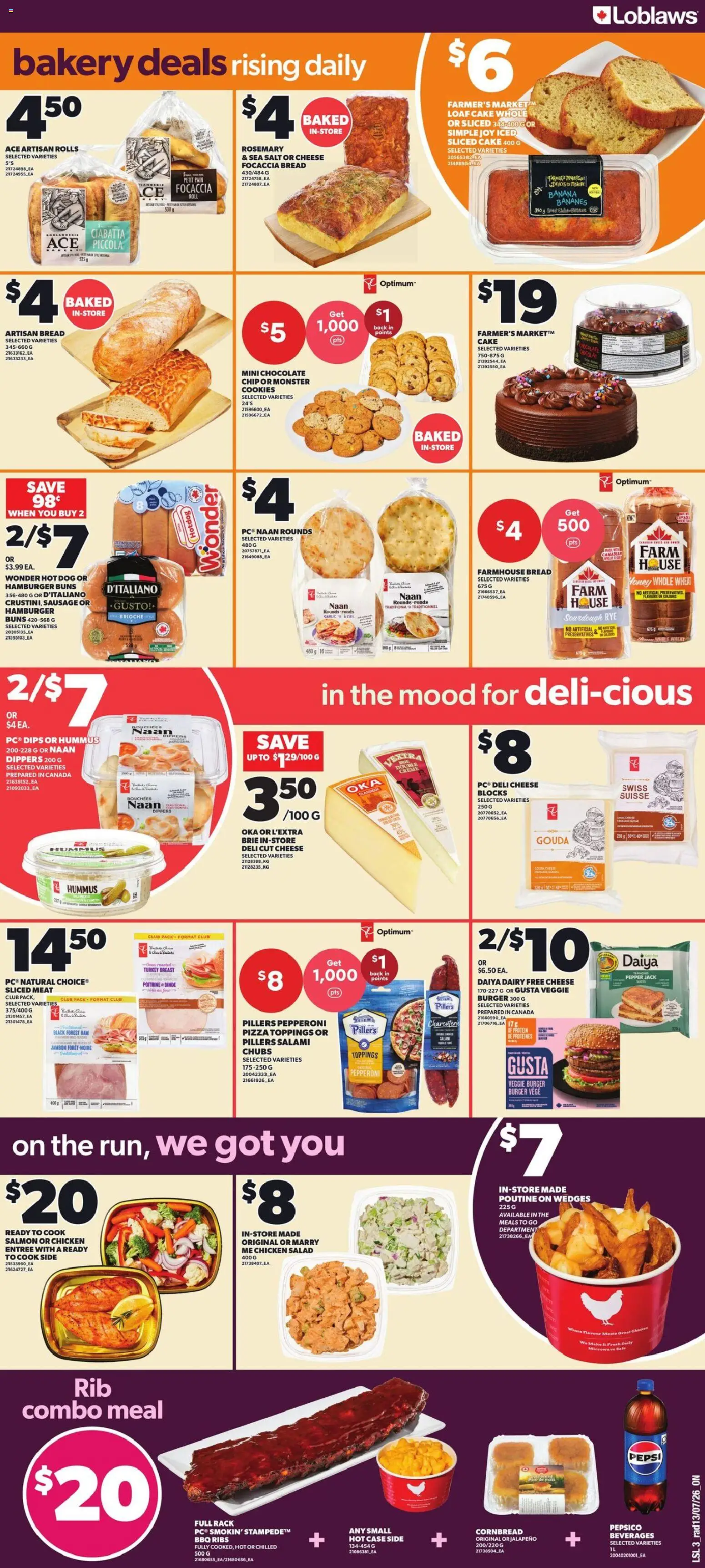 Loblaws flyer valid from Jul 16, 2026 | Page: 4 | Products: Hummus, Salad, Pepper, Bread