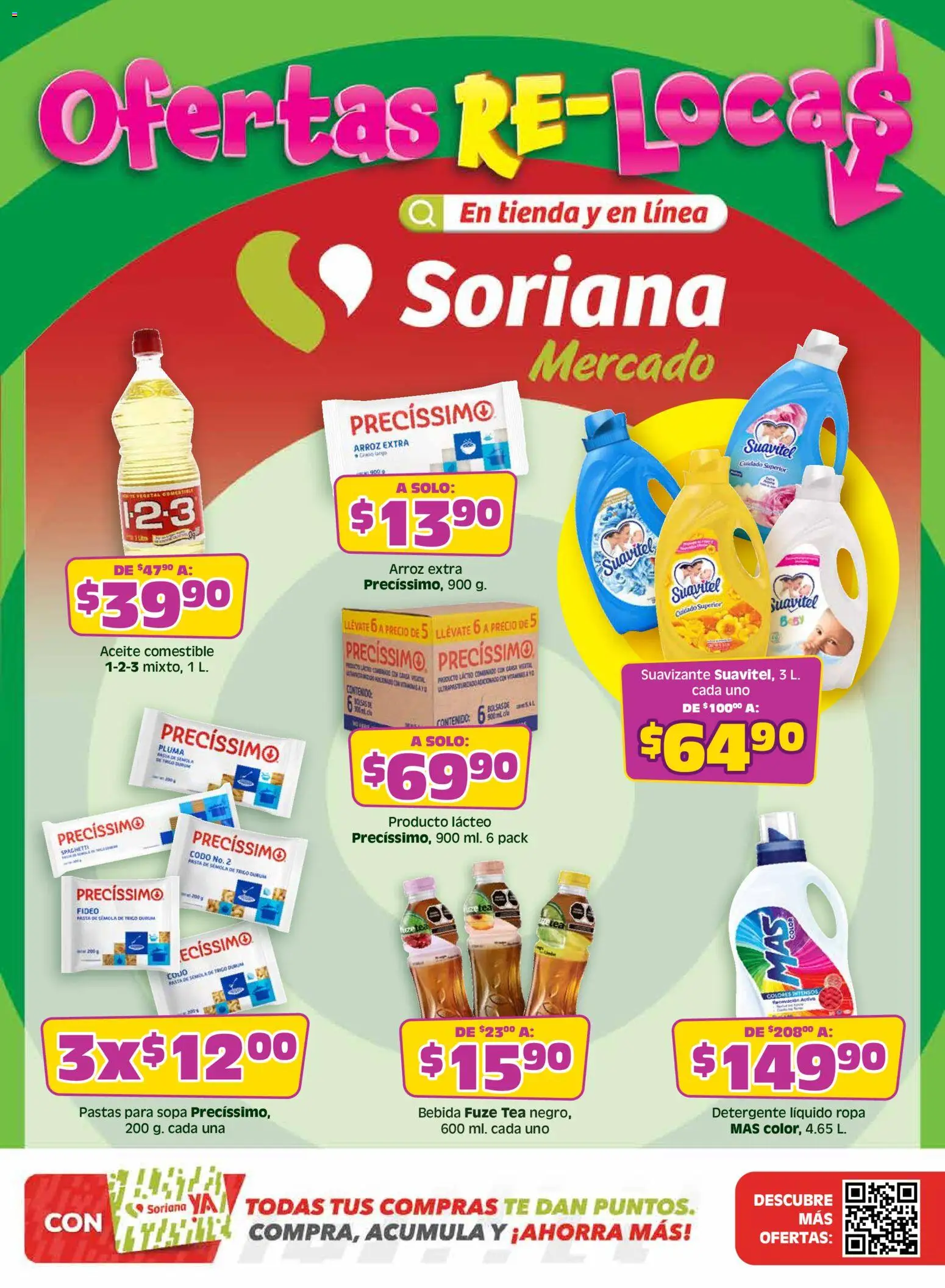 Nuevas ofertas de Soriana válidas en toda la República Mexicana desde el 14.05.2026. ¡Encuentra las mejores ofertas en Soriana Ofertas Re Locas Mercado Nacional! | Página: 1 | Productos: Detergente, Sopa, Pasta, Té