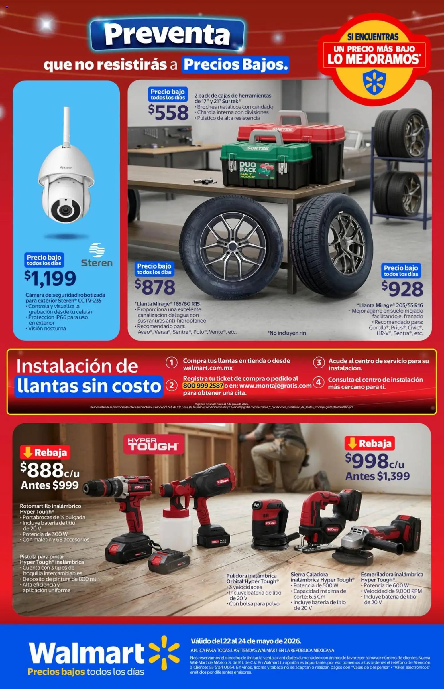 Nuevas ofertas de Walmart válidas en toda la República Mexicana desde el 22.05.2026. ¡Encuentra las mejores ofertas en Walmart folleto Preventa gue no resistirás a precios bajos! | Página: 22