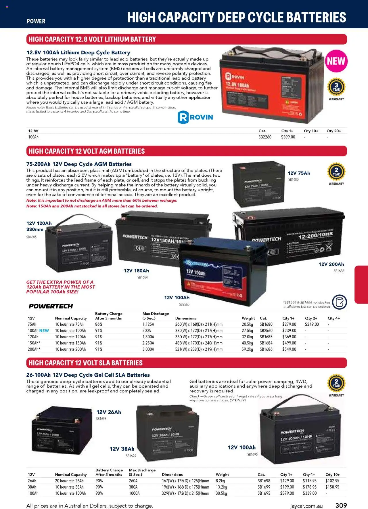 Jaycar catalogue - valid from 09/07/2025 | Page: 309 | Products: Battery, Batteries, Portable, Weight