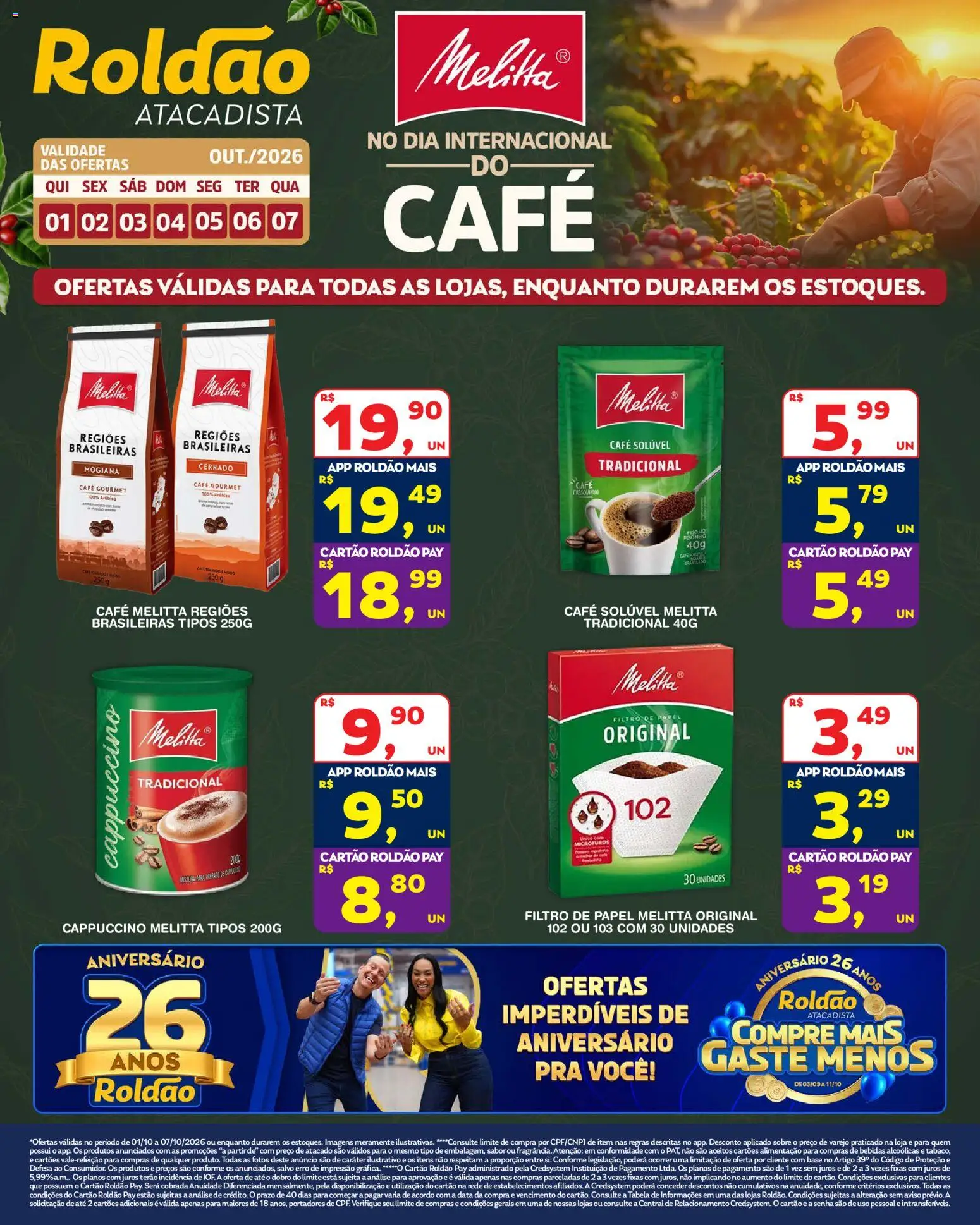 Roldão Folheto - válido de 01/10/2026 | Página: 1 | Produtos: Filtro de papel, Cappuccino, Bebidas, Café solúvel