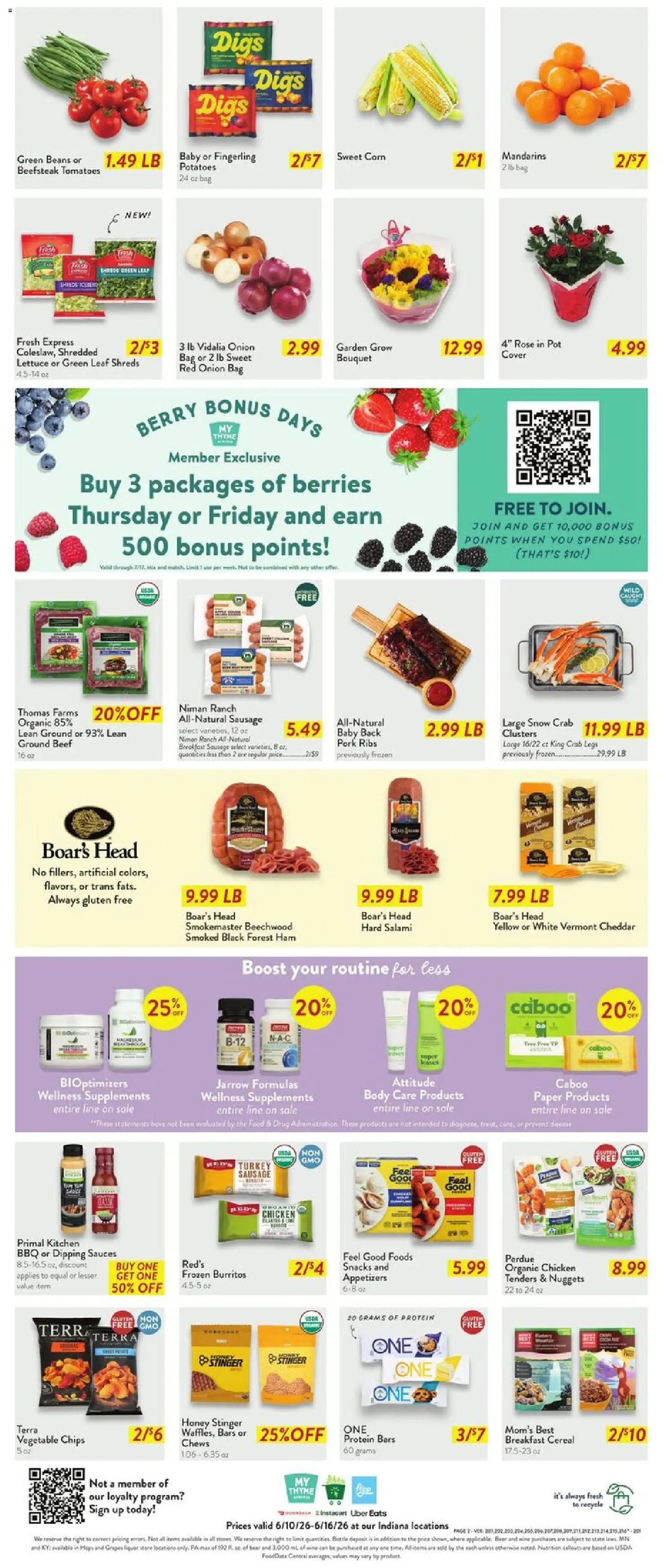 Fresh Thyme Weekly Ad - IN - valid from 10.06.2026 | Page: 5 | Products: Berries, Lettuce, Tomatoes, Beef