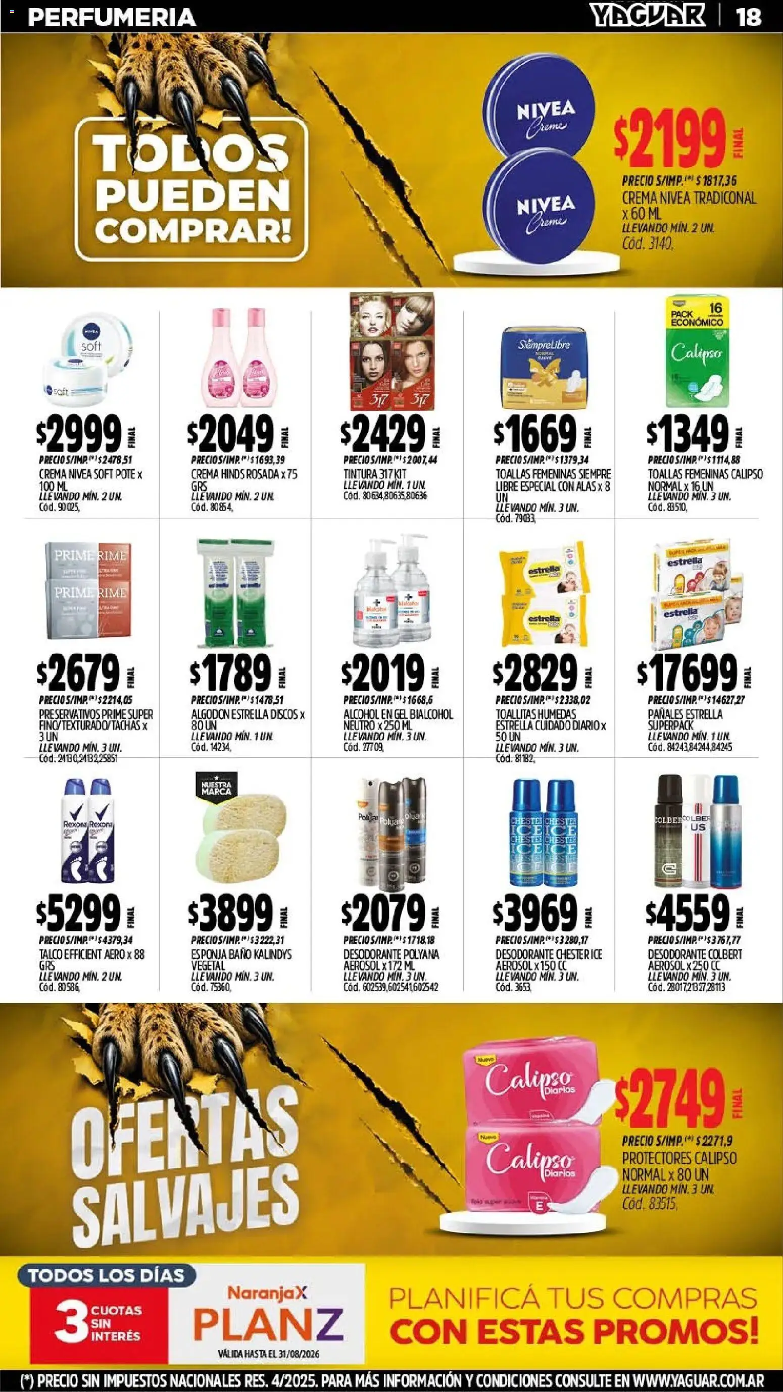 Yaguar - Oferta Semanal Mar del Plata │ válido desde el 10/08/2026 | Página: 19 | Productos: Alcohol en gel, Toallas, Desodorante, Preservativos