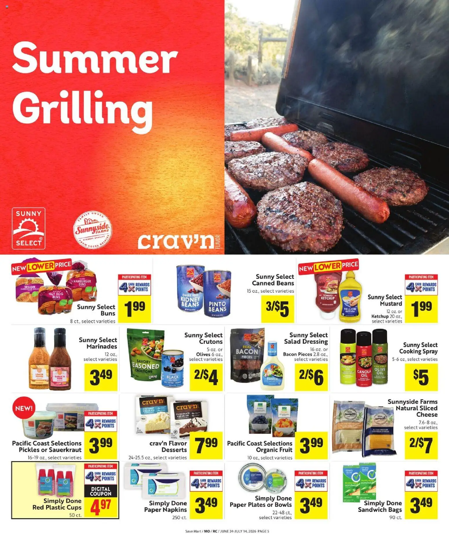 Save Mart Online Savings Guide - valid from 06/24/2026 | Page: 5 | Products: Cheese, Chocolate, Ketchup, Salad