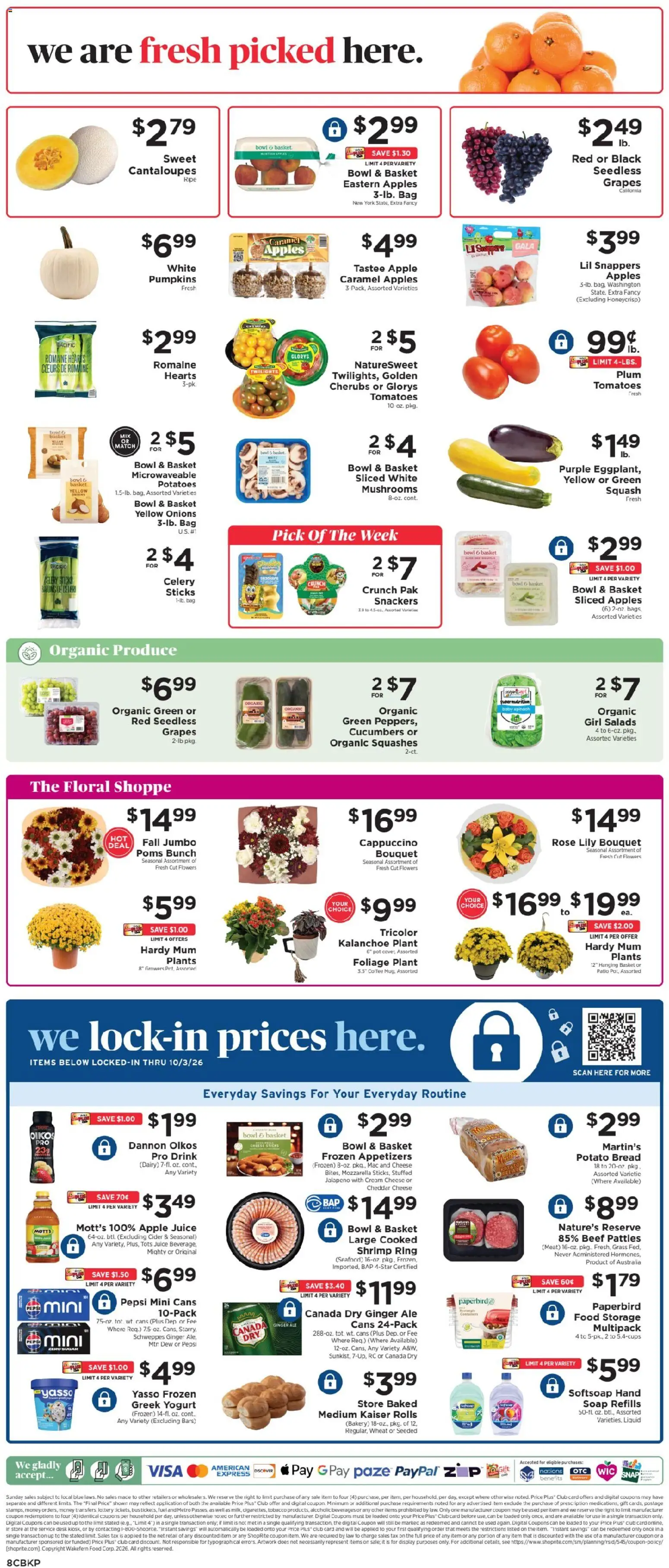 ShopRite Weekly Ad - valid from 09/20/2026 | Page: 9 | Products: Cantaloupes, Ring, Bread, Baby spinach