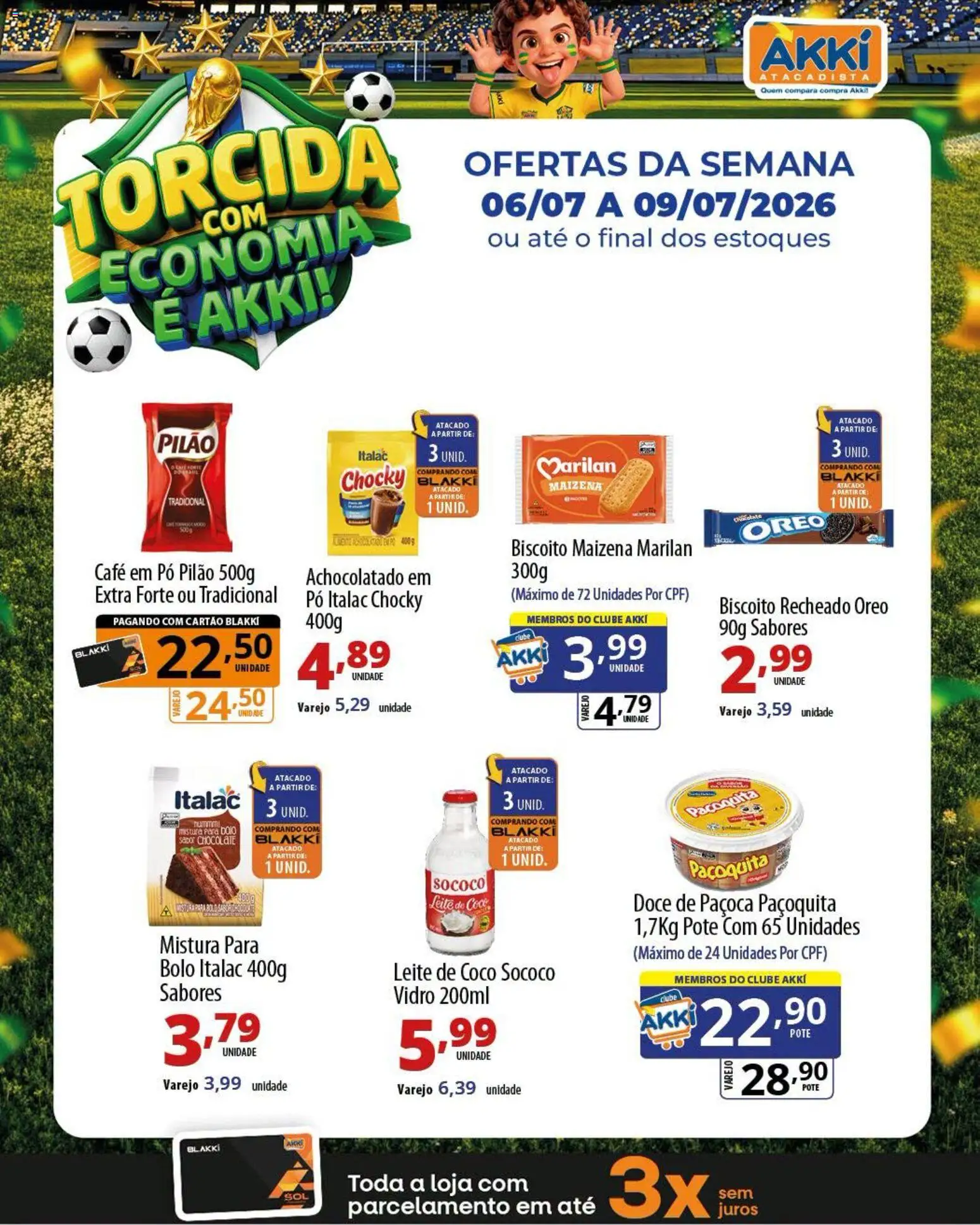 Akki Atacadista Folheto - válido de 06/07/2026 | Página: 4 | Produtos: Pó, Biscoito, Paçoca, Leite de coco