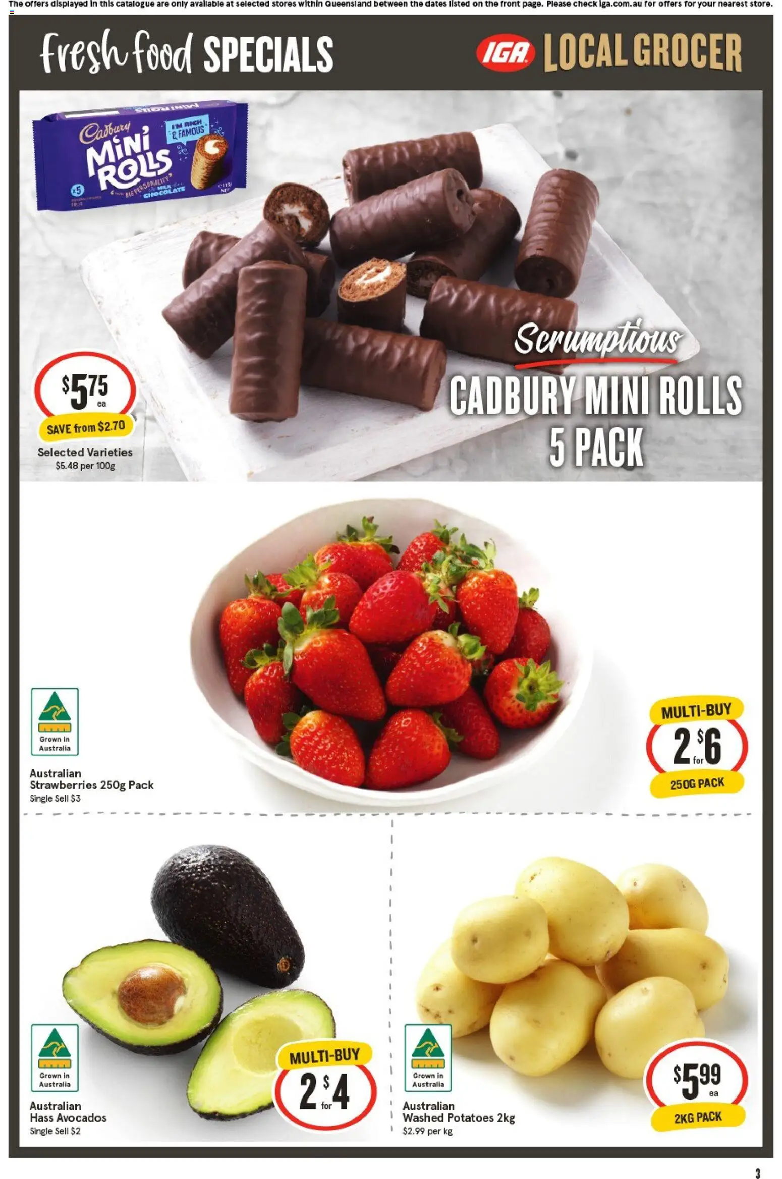 IGA catalogue - valid from 19/08/2026 | Page: 4 | Products: Food, Chocolate, Strawberries, Potatoes