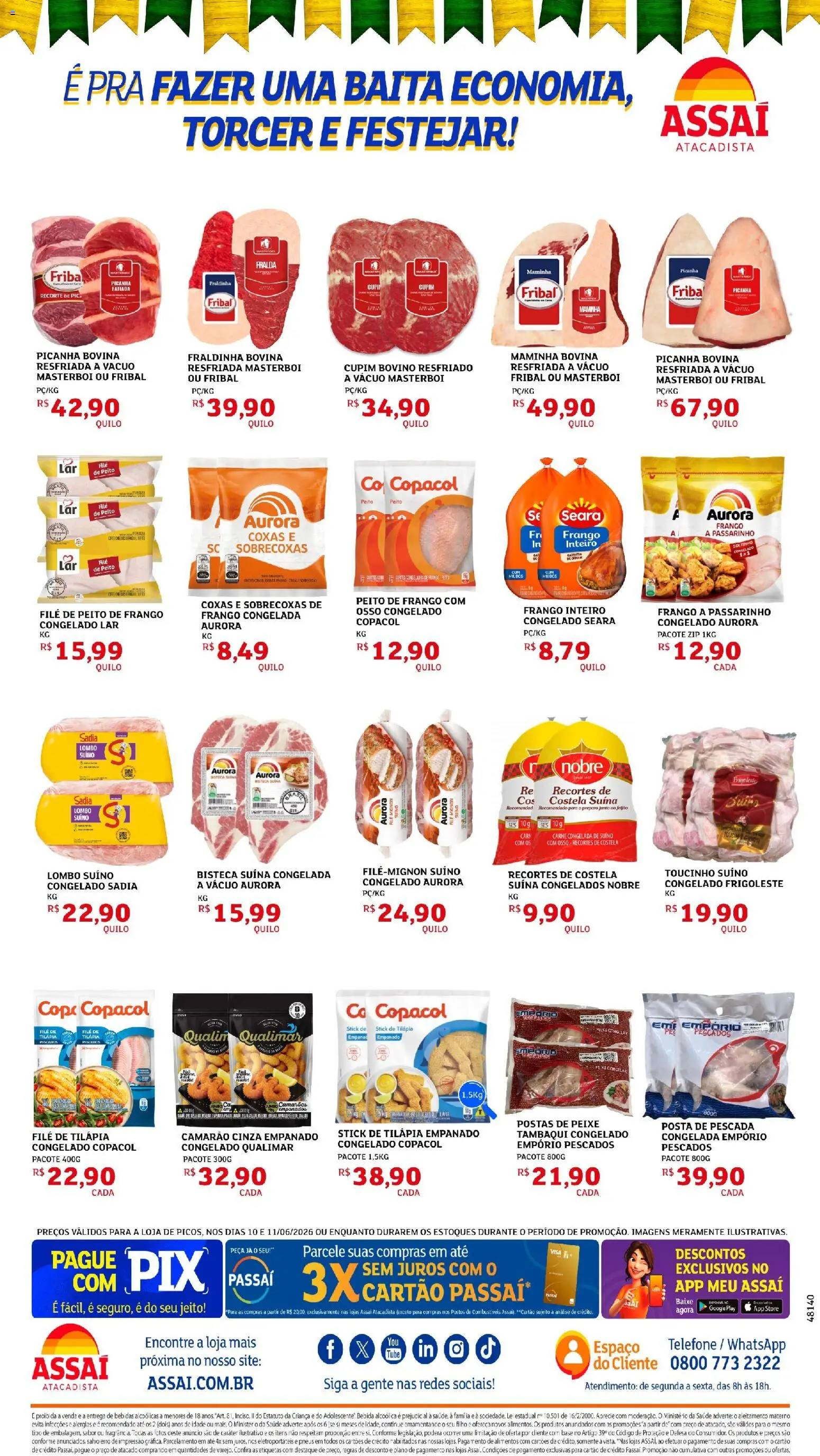 Assaí Atacadista Folheto - válido de 10.06.2026 | Página: 2 | Produtos: Lombo, Tilápia, Telefone, Frango