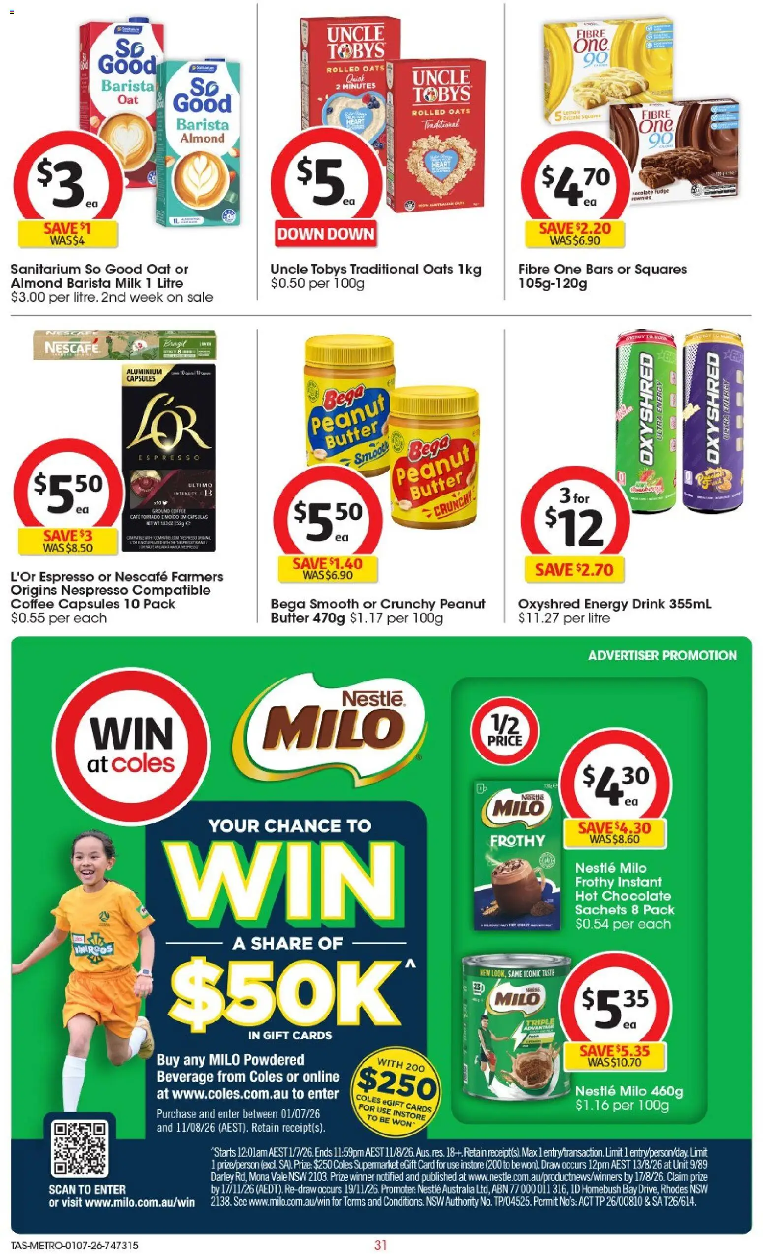 Coles catalogue - valid from 01/07/2026 | Page: 31 | Products: Milk, Butter, Coffee, Oats