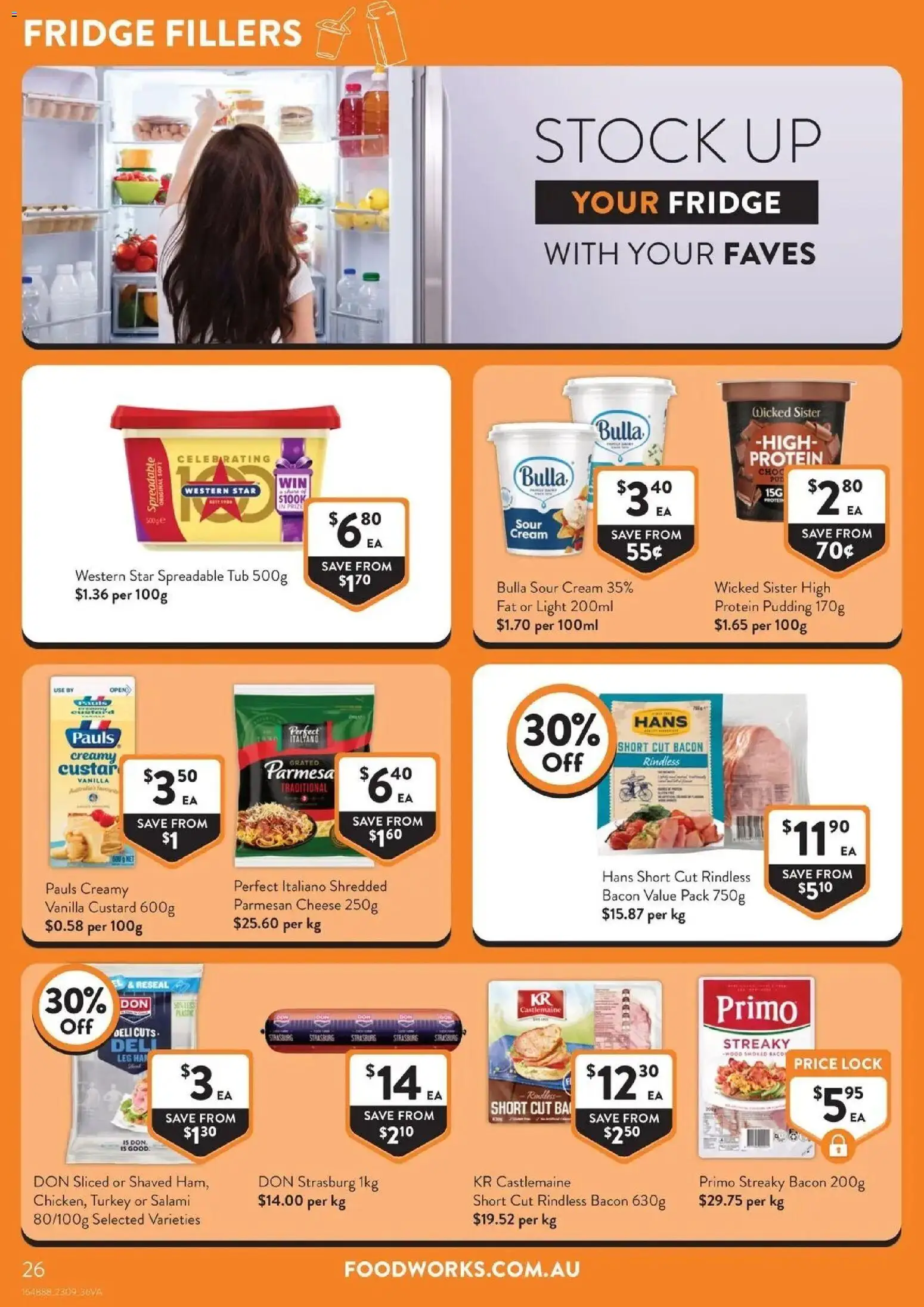 Foodworks catalogue Mirboo North - 23/09/2026 > weekly / monthly specials | Page: 26 | Products: Salami, Cream, Parmesan Cheese, Vanilla