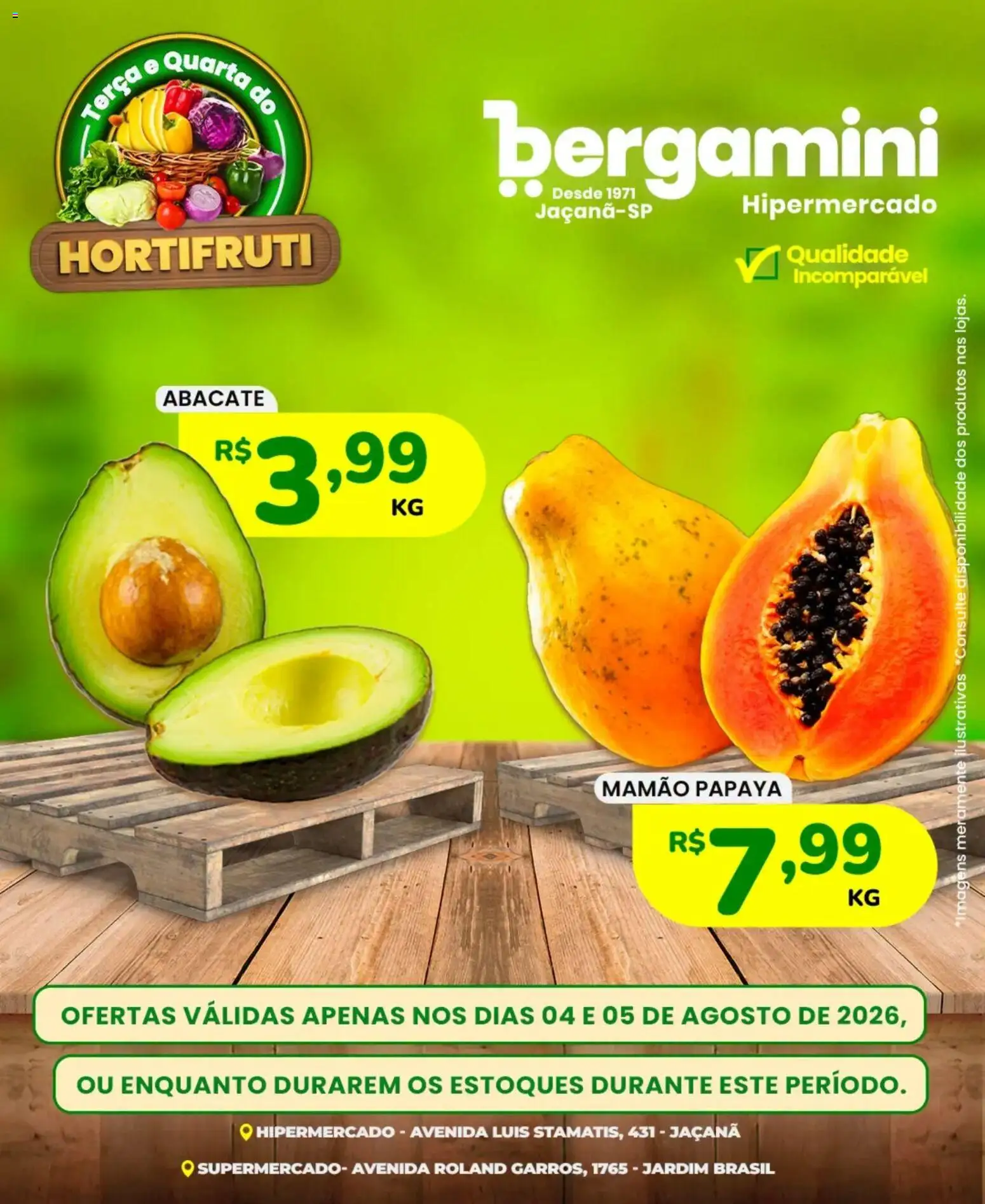 Supermercado Bergamini Folheto - válido de 04/08/2026 | Página: 5 | Produtos: Abacate, Mamão