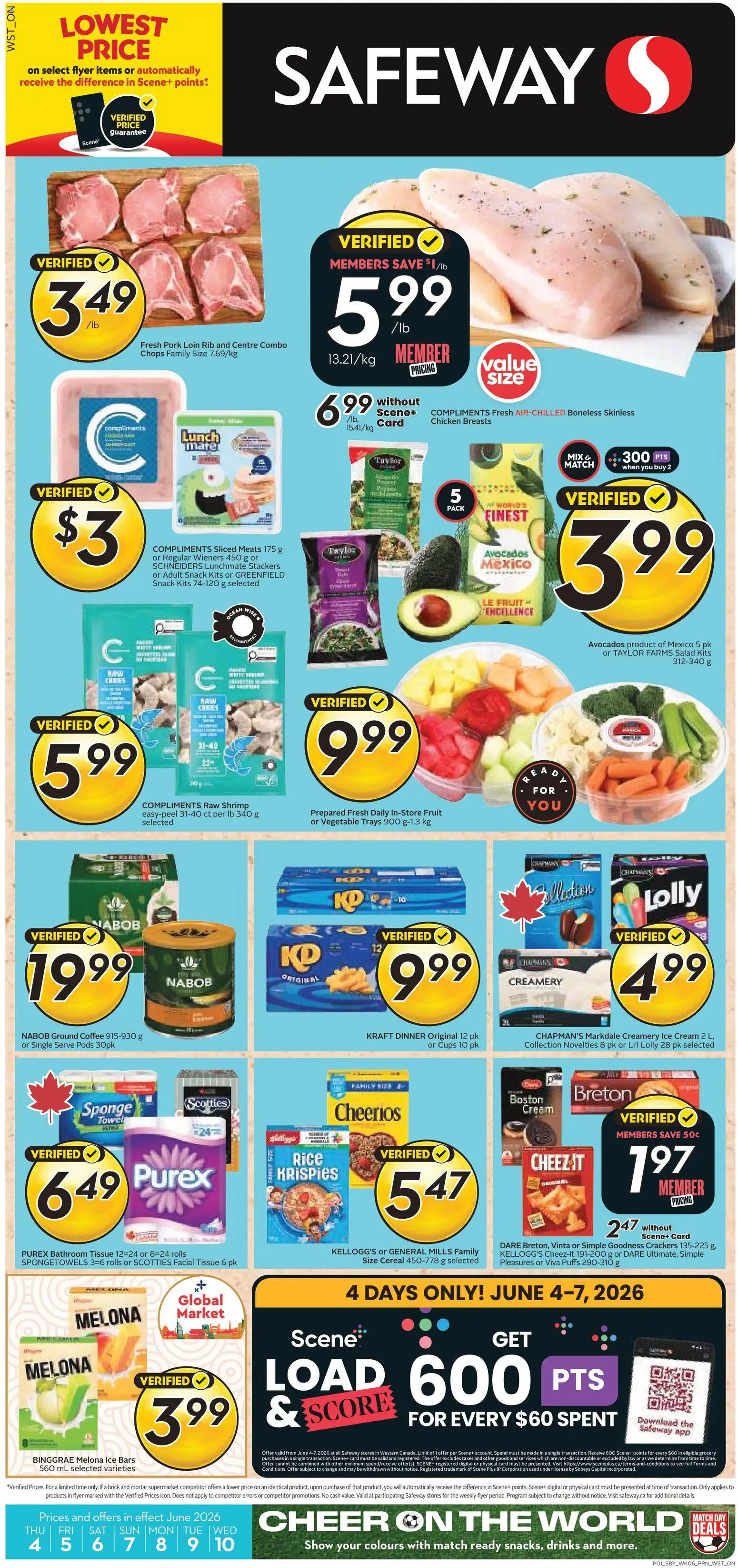 Safeway flyer valid from 04.06.2026 | Page: 1 | Products: Rice, Ice cream, Chicken breasts, Chicken