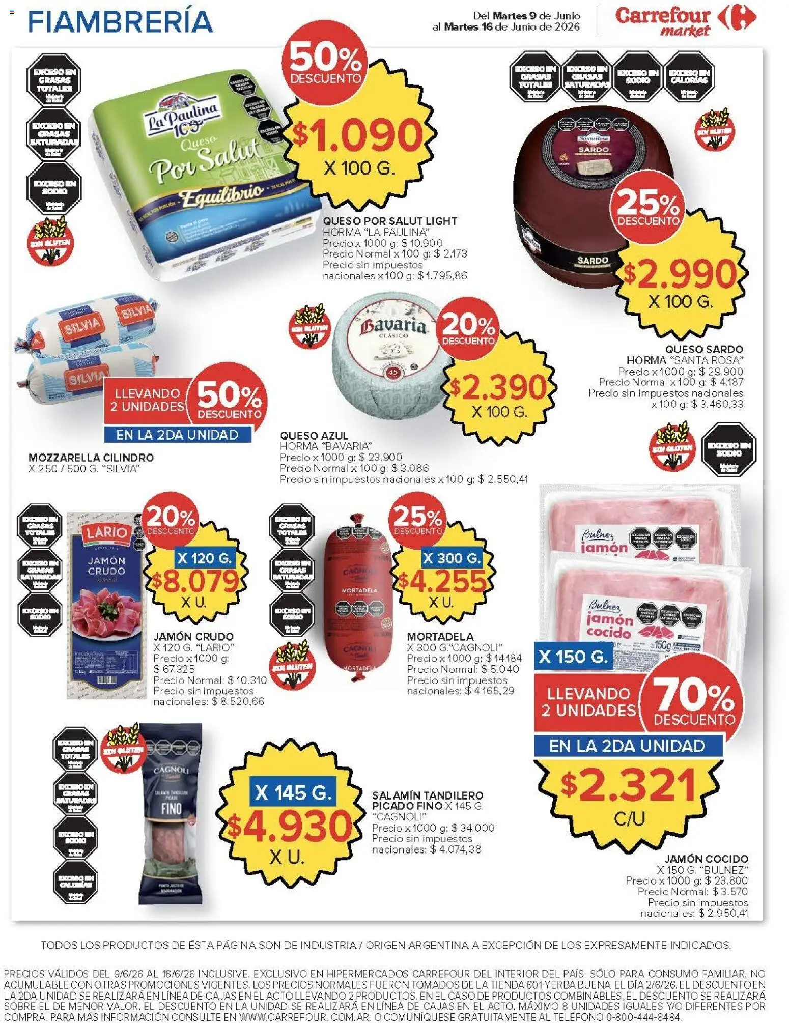 Carrefour ofertas │ válido desde el 09.06.2026 | Página: 52 | Productos: Jamón cocido, Jamón crudo, Mortadela, Jamón