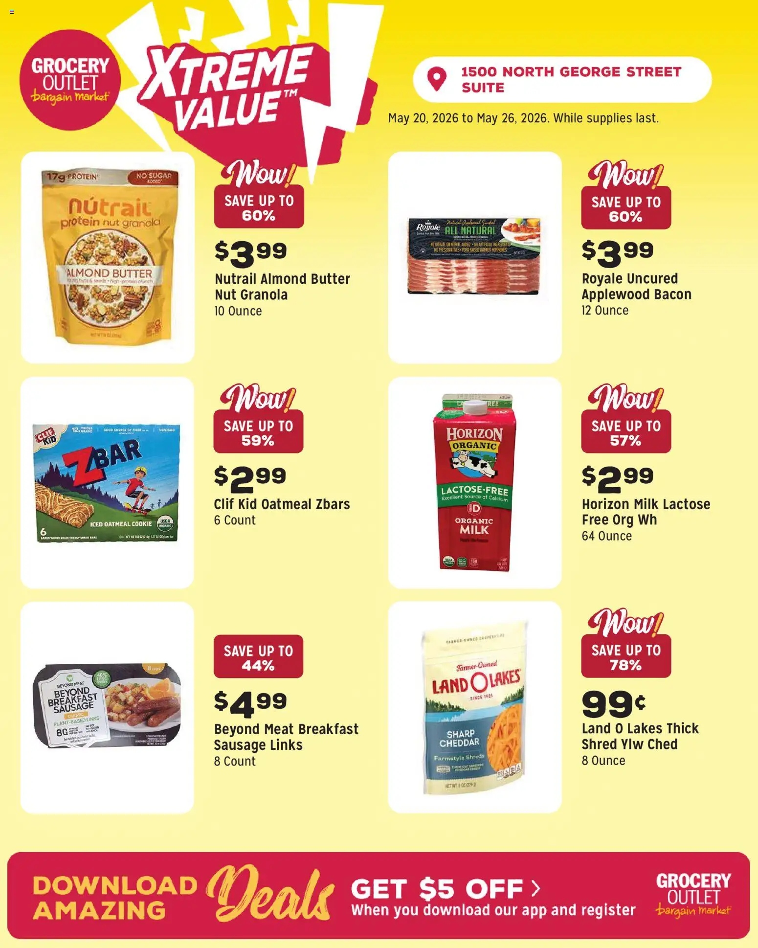 Grocery Outlet Weekly Ad - PA - valid from 20.05.2026 | Page: 7 | Products: Milk, Butter, Sugar, Sausage