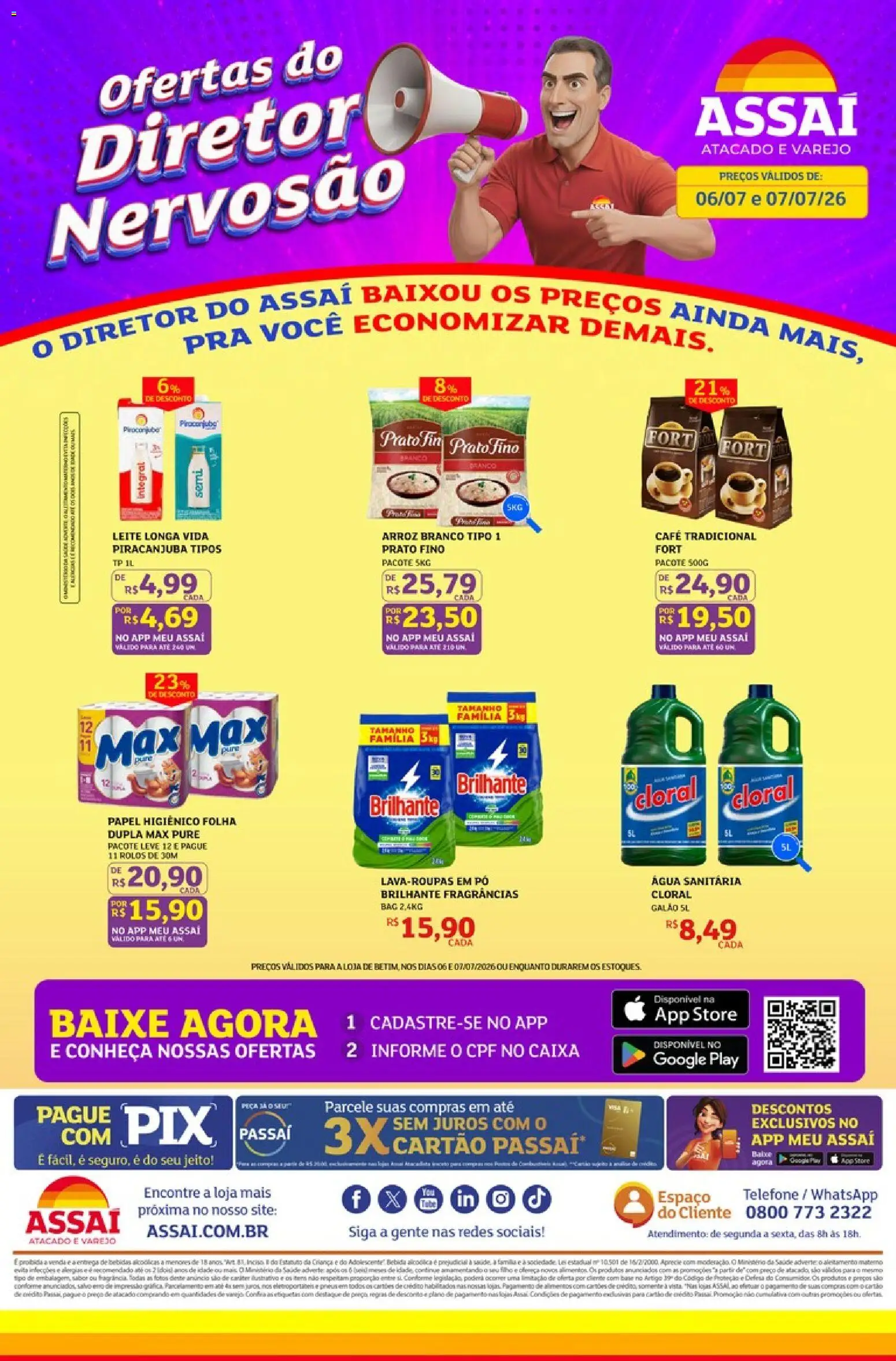 Assaí Atacadista Folheto - válido de 06/07/2026 | Página: 1 | Produtos: Pó, Café, Arroz, Base