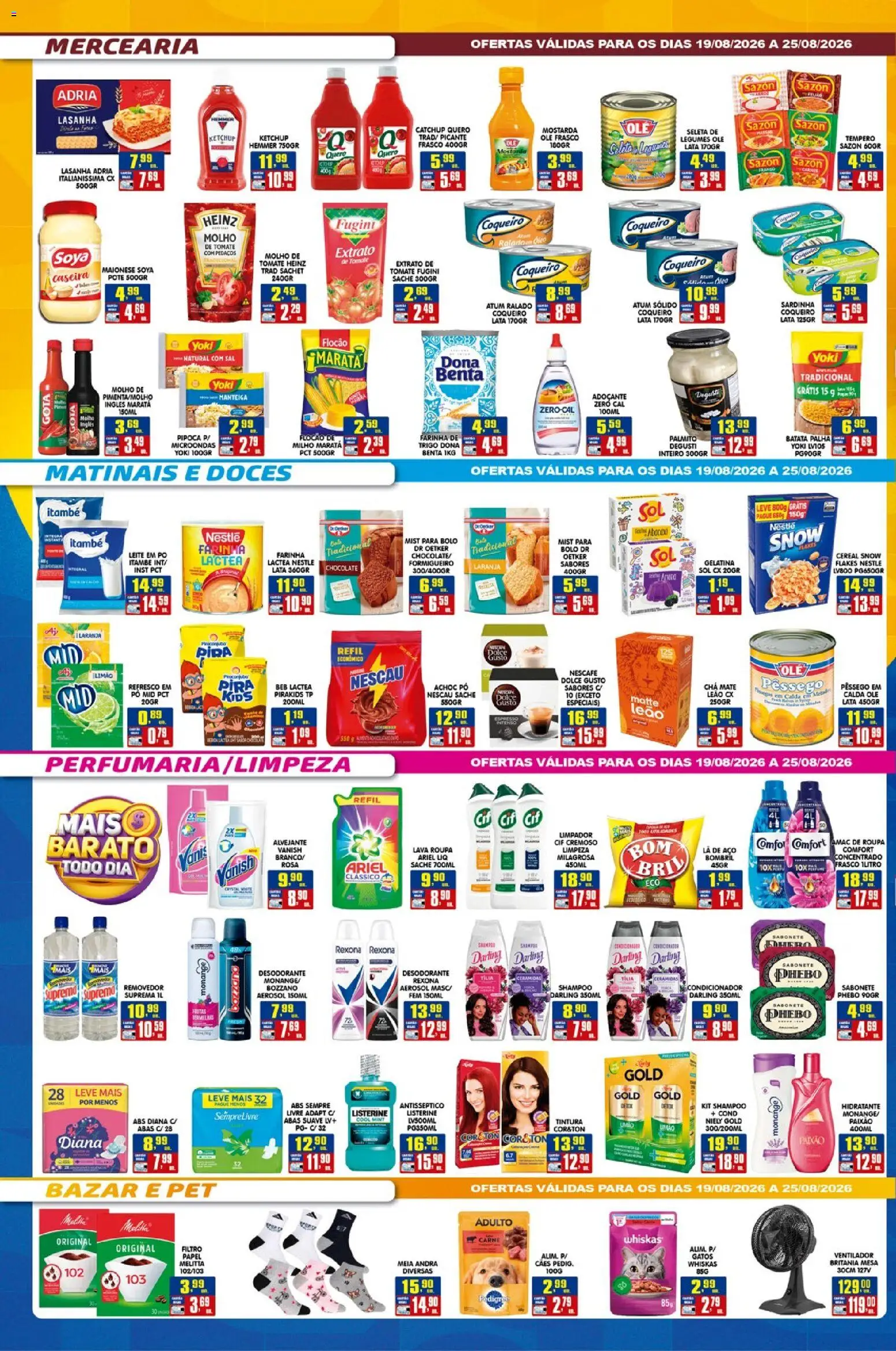 Higa's Supermercado Folheto - válido de 19/08/2026 | Página: 2 | Produtos: Alvejante, Manteiga, Microondas, Milho