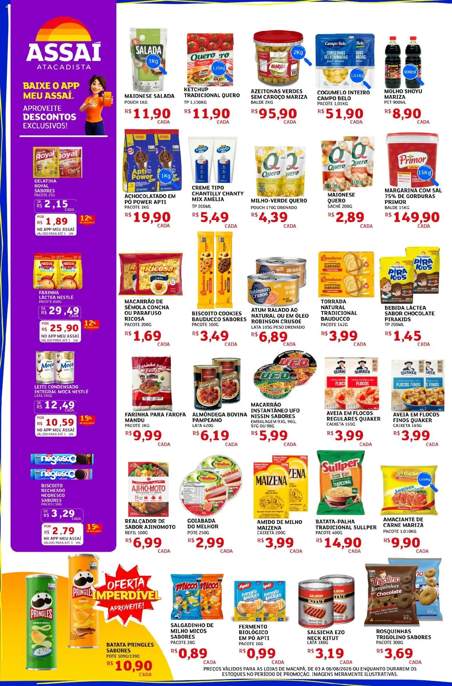 Assaí Atacadista Folheto - válido de 03/08/2026 | Página: 2 | Produtos: Amido de milho, Óleo, Batata palha, Leite condensado