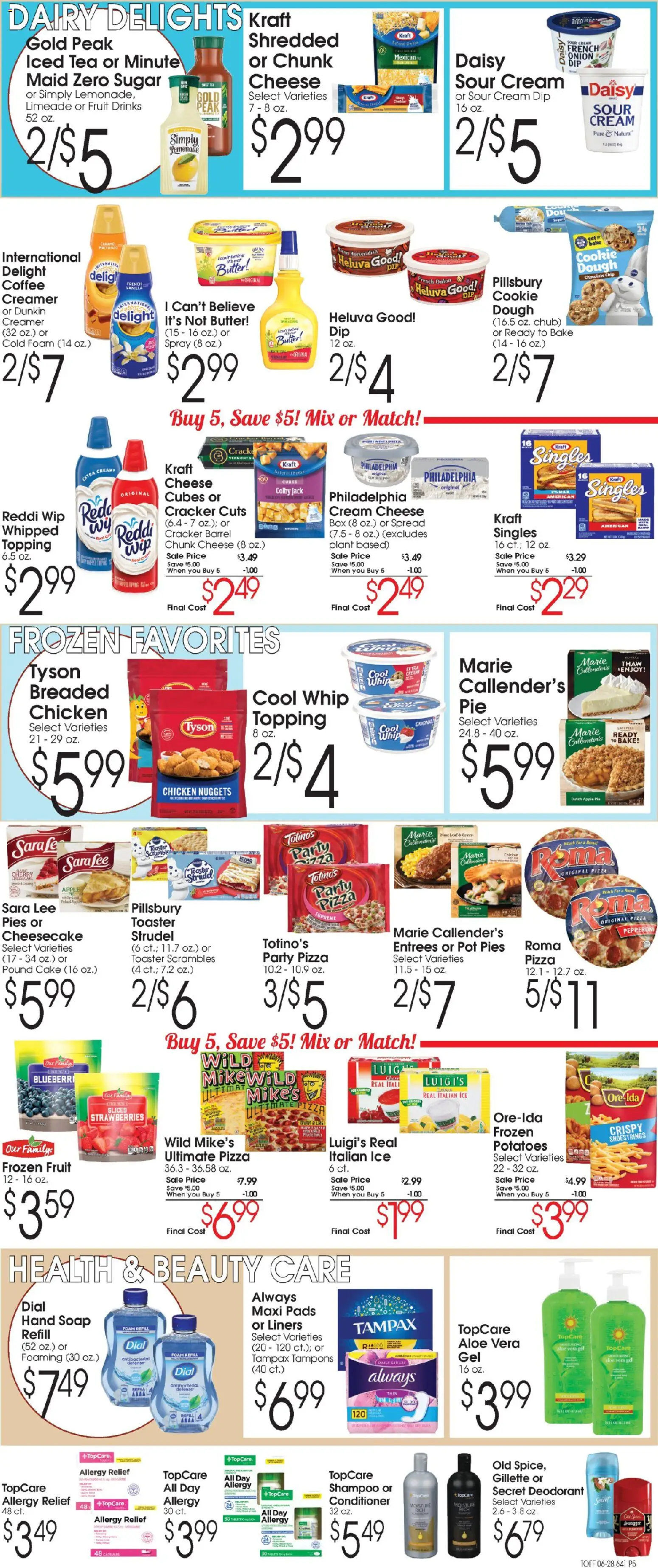 Family Fare Ad - valid from 06/28/2026 | Page: 5 | Products: Cheese, Soap, Sour cream, Cheesecake