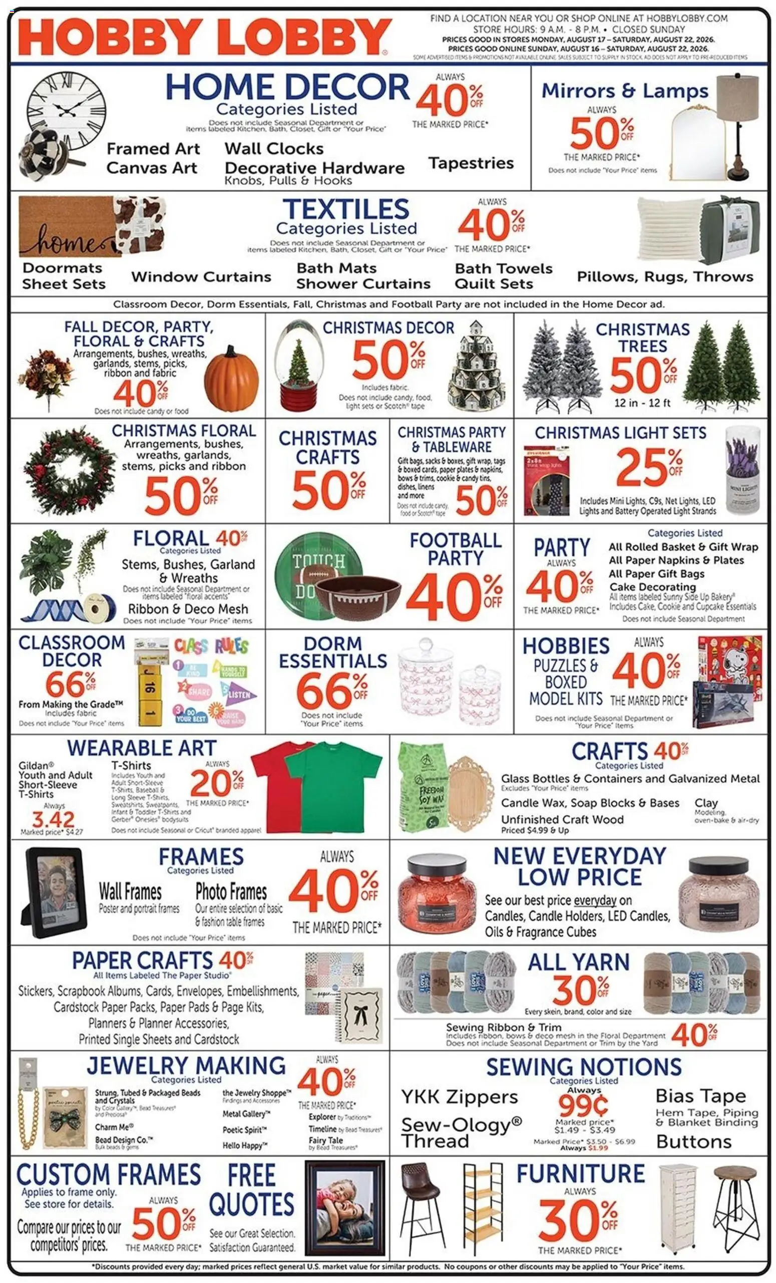 Hobby Lobby Weekly Ad - valid from 08/16/2026 | Page: 1
