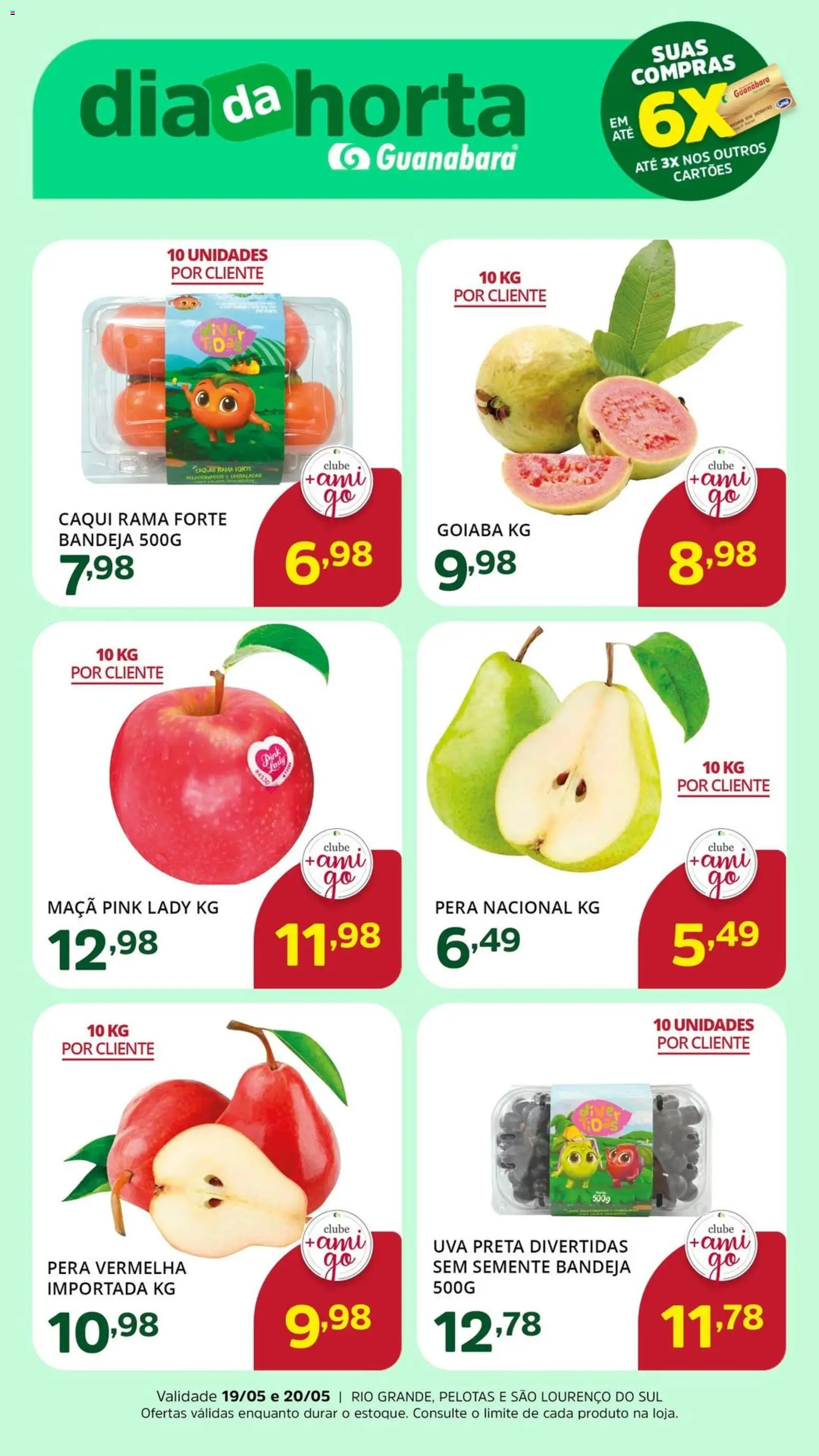 Supermercado Guanabara Folheto - válido de 18.05.2026 | Página: 1 | Produtos: Caqui, Goiaba, Pera, Bandeja