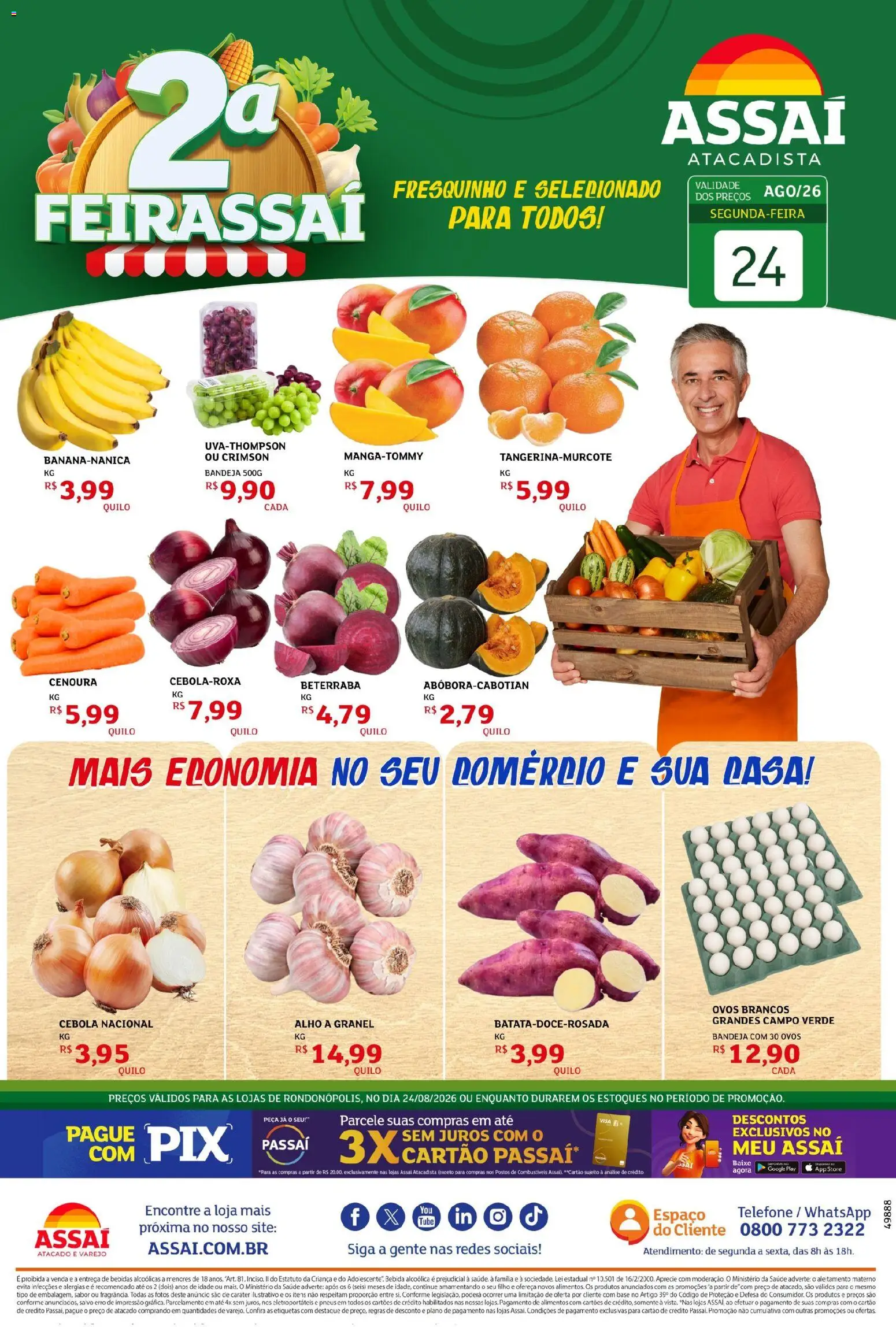 Assaí Atacadista Folheto - válido de 24/08/2026 | Página: 1 | Produtos: Beterraba, Bebidas, Ovos, Bandeja