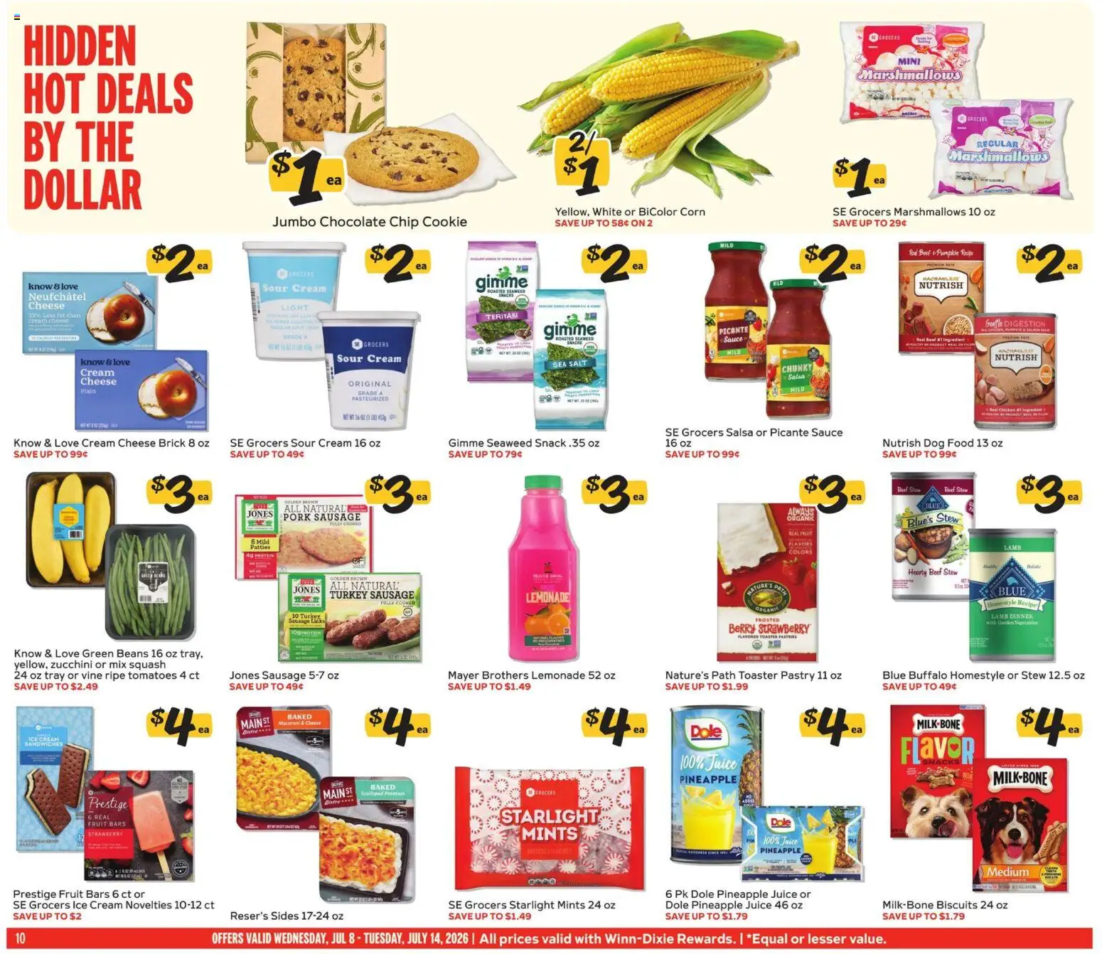 Winn Dixie Weekly Ad - valid from 07/08/2026 | Page: 10 | Products: Vegetables, Sausage, Pumpkin, Chocolate Chip