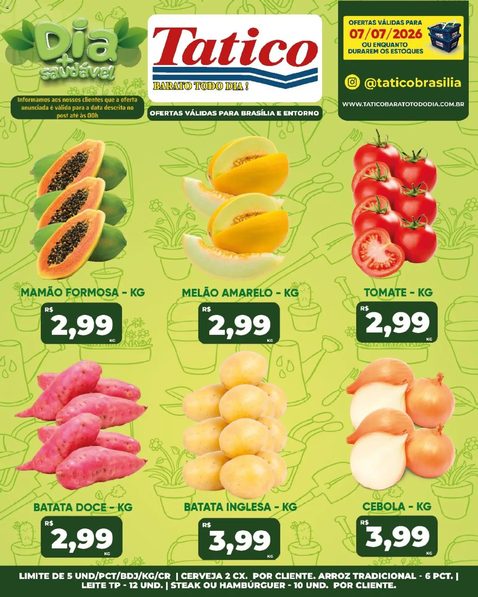 Tatico Folheto - válido de 07/07/2026 | Página: 17 | Produtos: Melão, Cebola, Arroz, Mamão