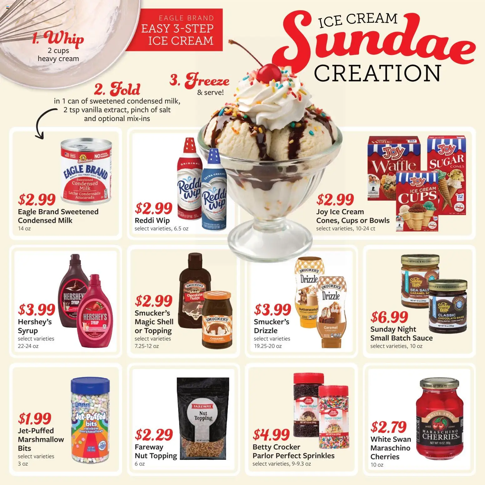 Fareway Monthly Ad - valid from 06/29/2026 | Page: 3 | Products: Cherries, Ice cream, Sauce, Salt