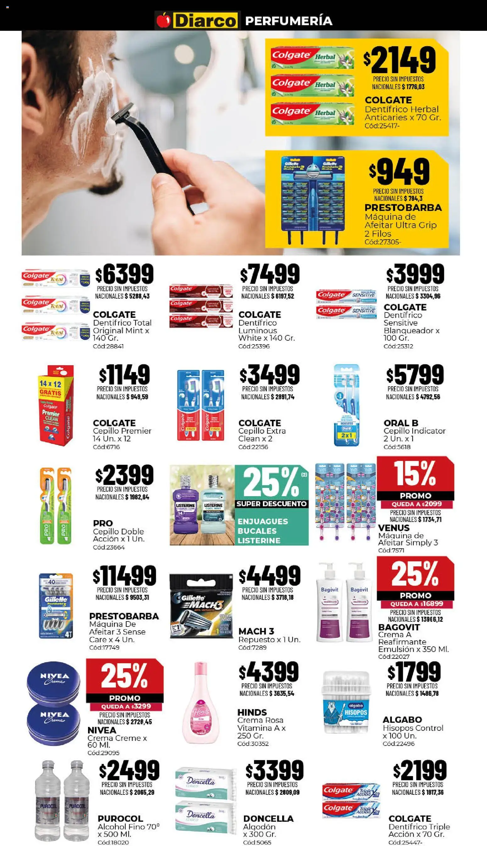 Diarco - Ofertas Sur │ válido desde el 10/08/2026 | Página: 14 | Productos: Algodón, Cepillo, Alcohol, Crema