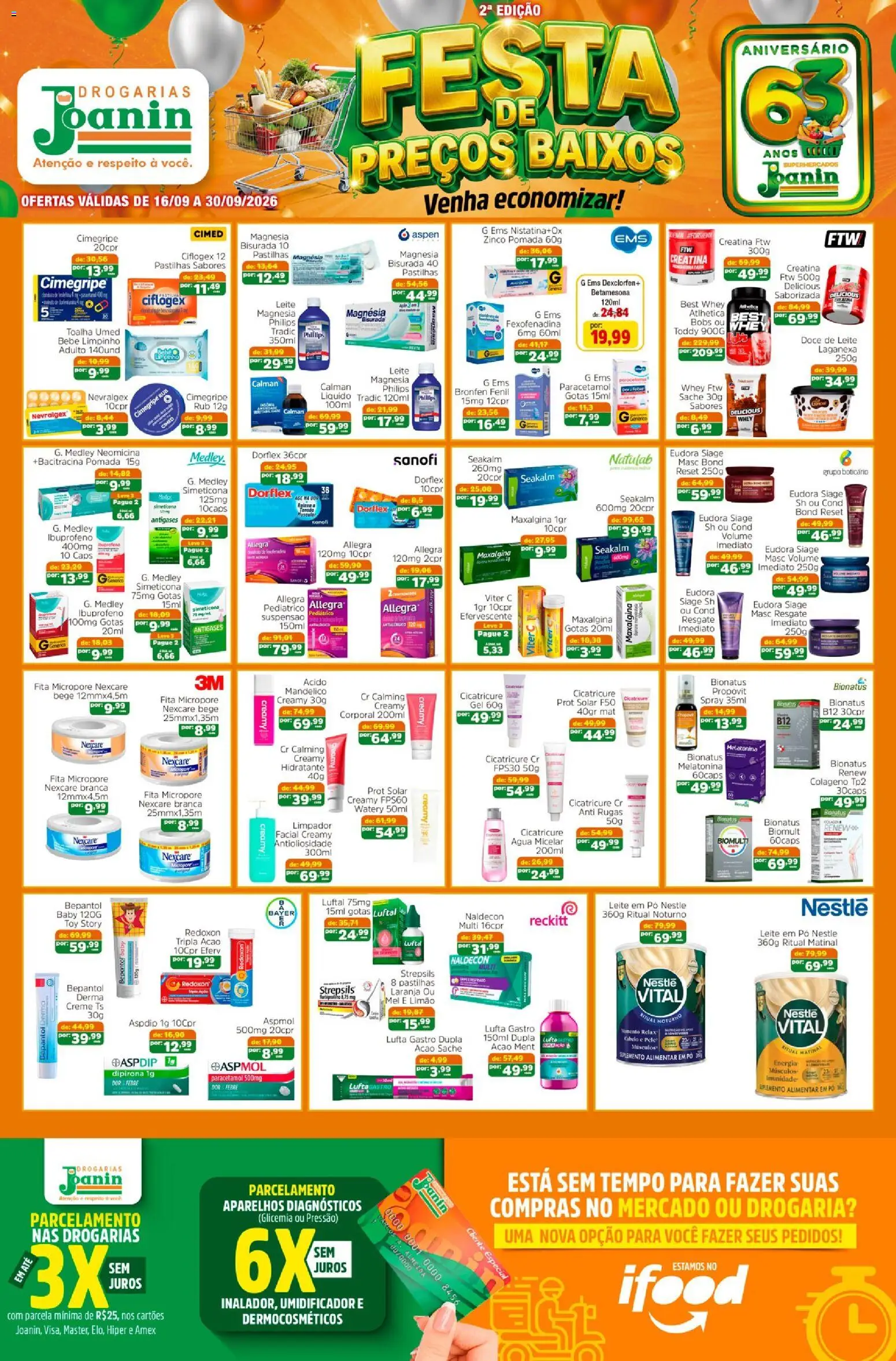 Supermercados Joanin Folheto - válido de 16/09/2026 | Página: 1 | Produtos: Leite, Água, Creme, Doce