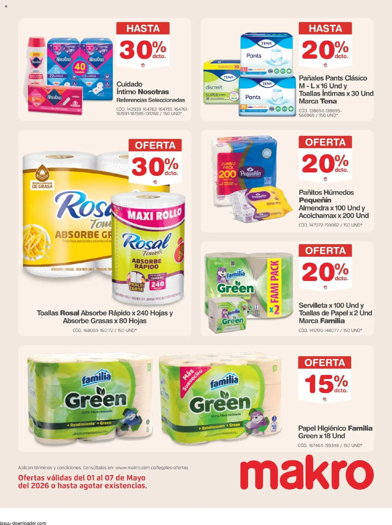 Makro revista - valida desde el 01.05.2026 | Página: 19 | Productos: Almendra, Peso, Toallas, Pañales