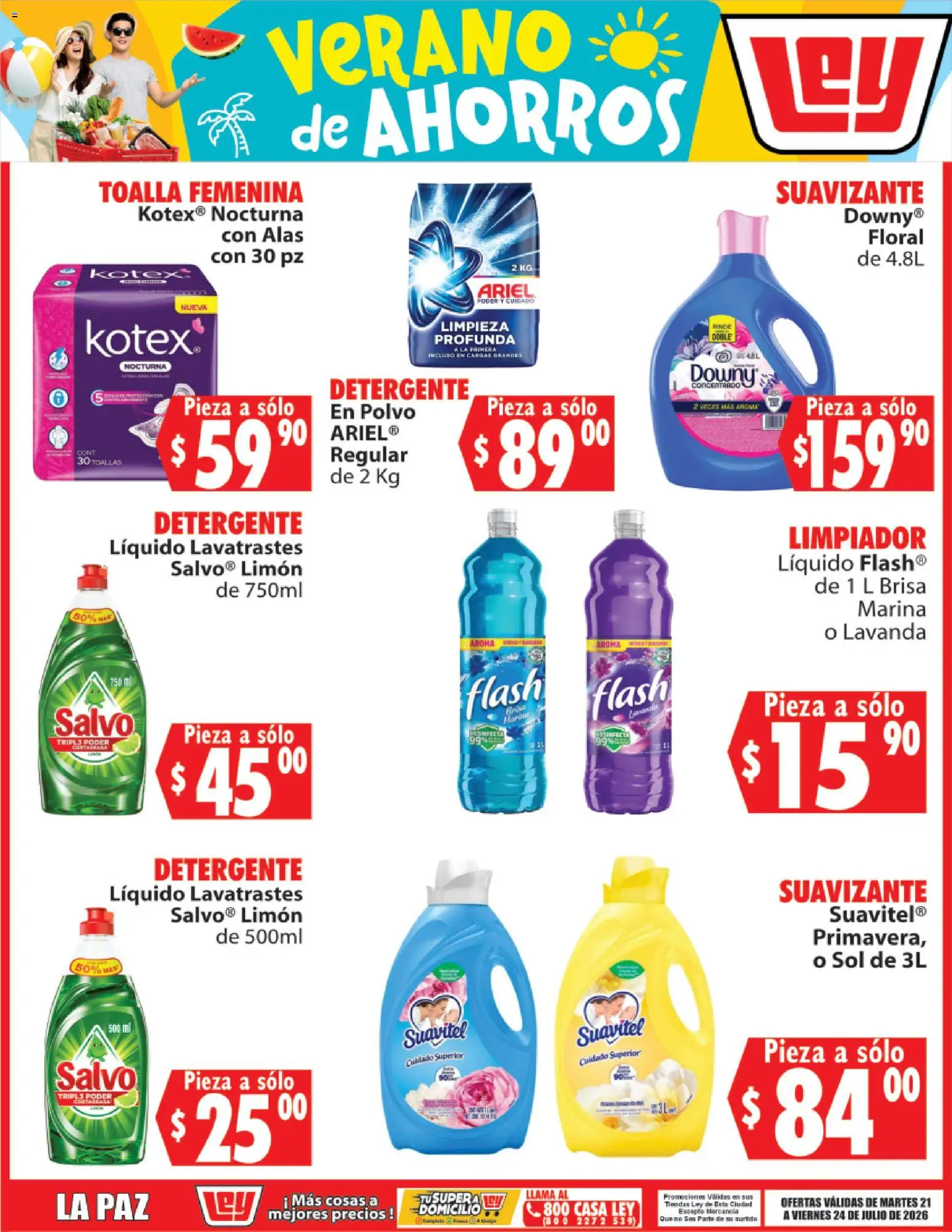 Nuevas ofertas de Casa Ley válidas en toda la República Mexicana desde el 21/07/2026. ¡Encuentra las mejores ofertas en Casa Ley folleto Verano de ahorros! | Página: 5 | Productos: Suavizante, Limpiador, Toalla, Toallas