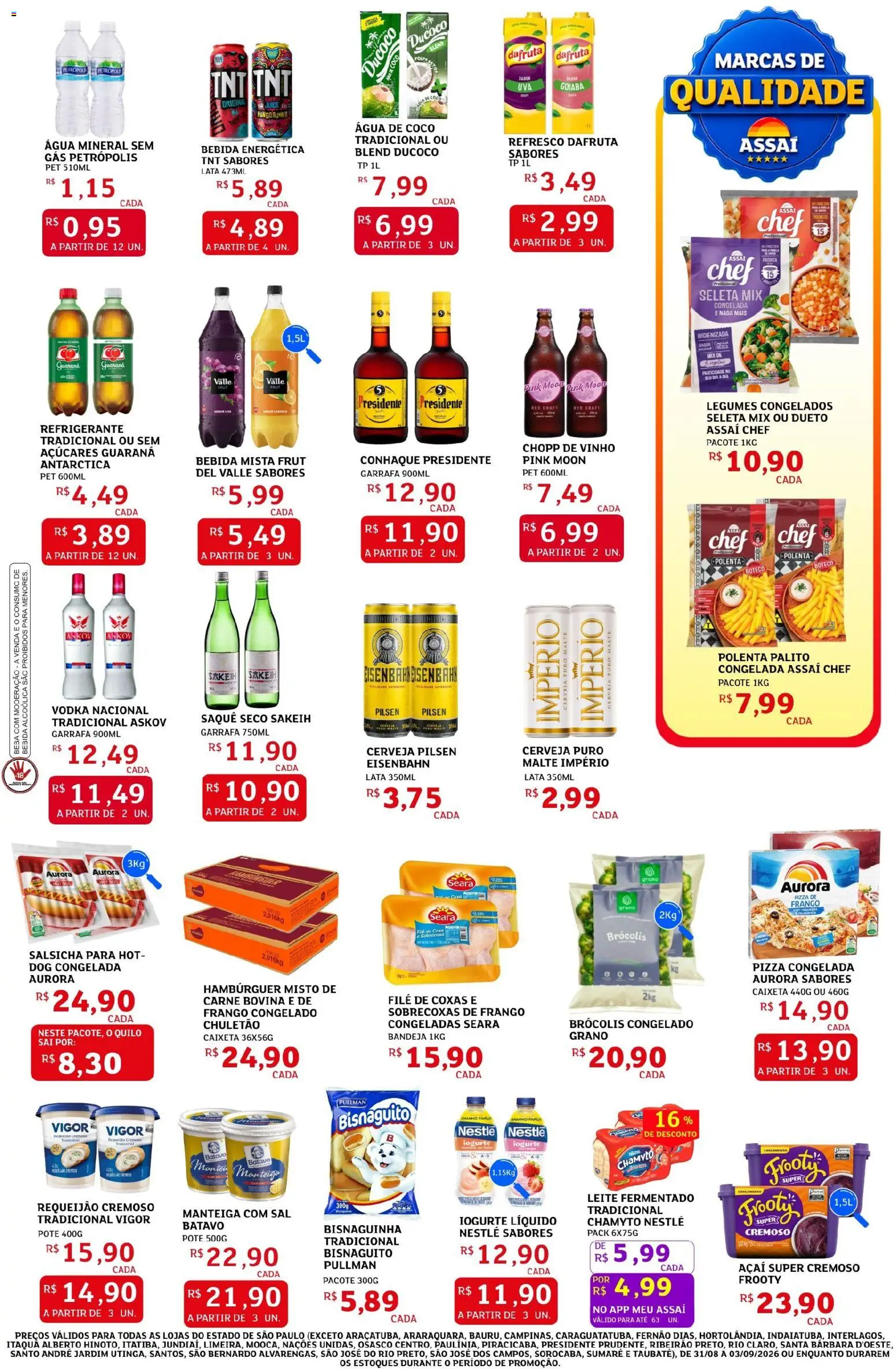 Assaí Atacadista Folheto - válido de 31/08/2026 | Página: 3 | Produtos: Goiaba, Guaraná, Vinho, Legumes