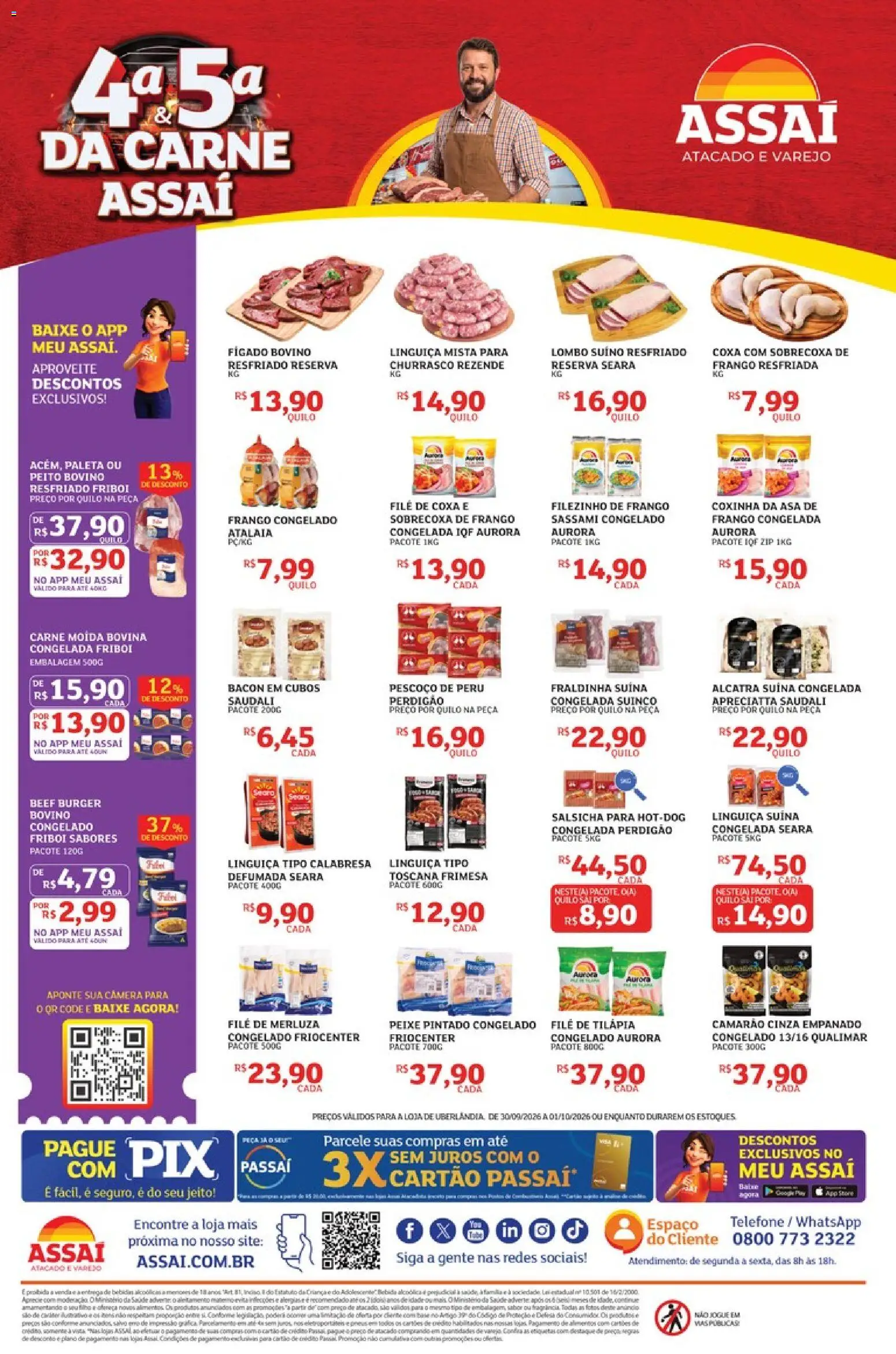 Assaí Atacadista Folheto - válido de 30/09/2026 | Página: 2 | Produtos: Lombo, Camarão, Tilápia, Telefone