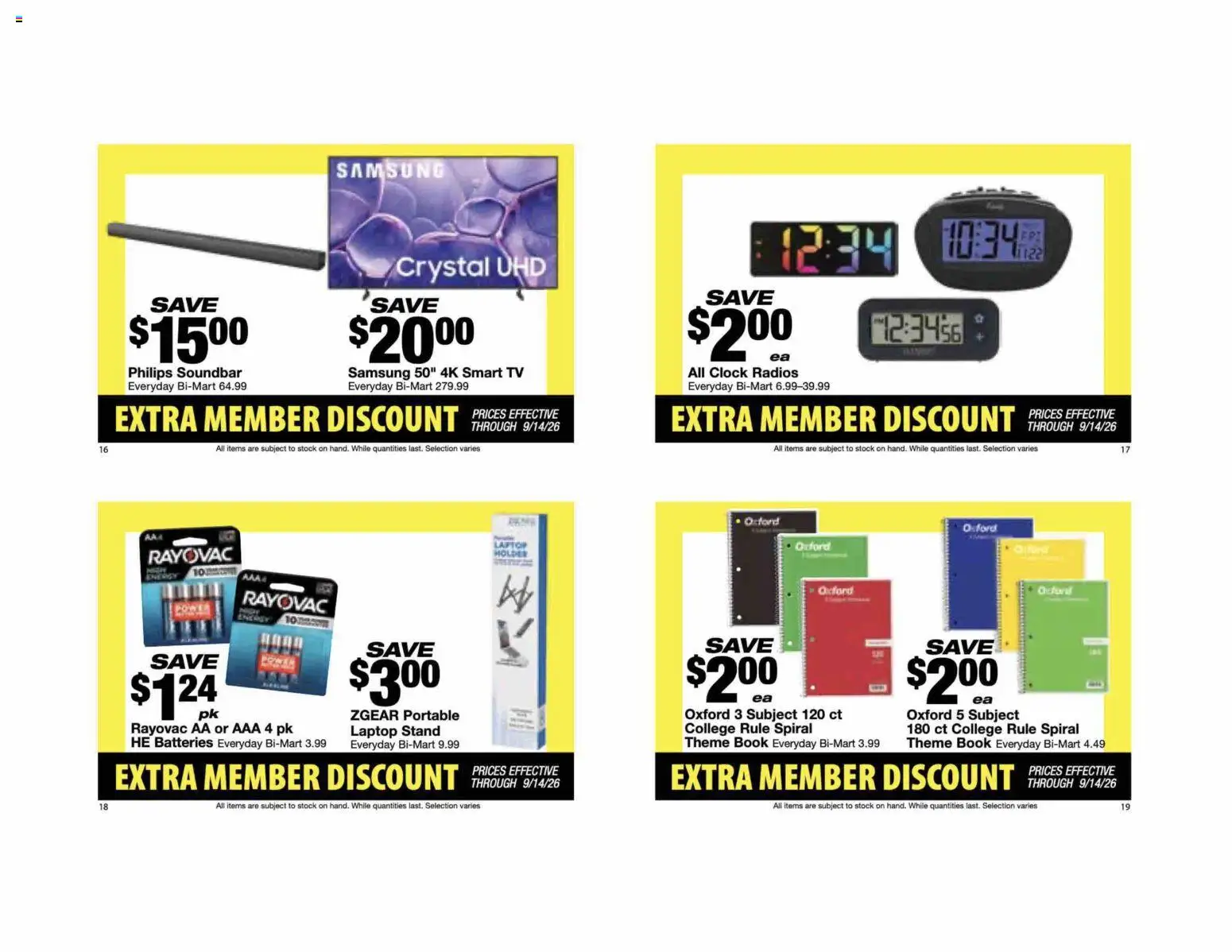 Bi-Mart Extra Member Discount Book - valid from 08/24/2026 | Page: 6 | Products: Tv, Laptop, Soundbar