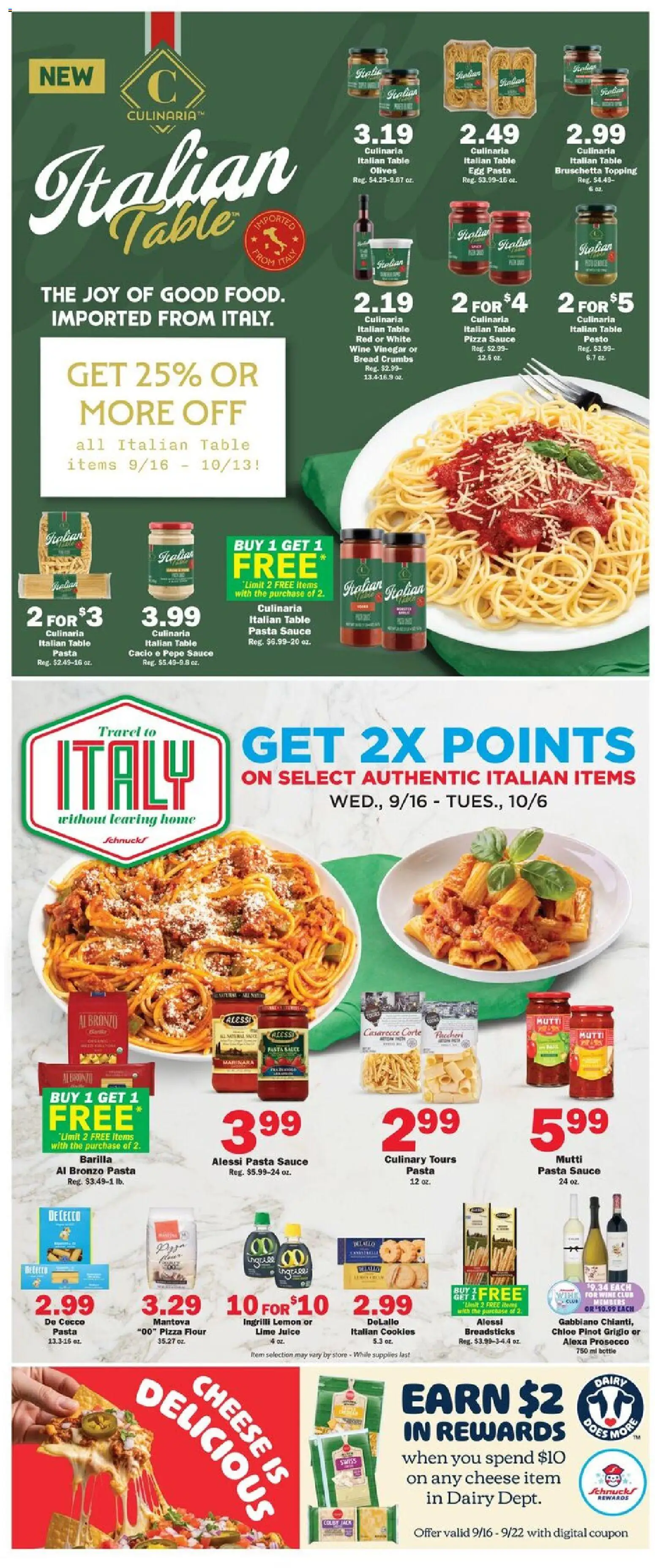 Schnucks Weekly Ad - valid from 09/16/2026 | Page: 2 | Products: Bread, Pizza, Olives, Prosecco