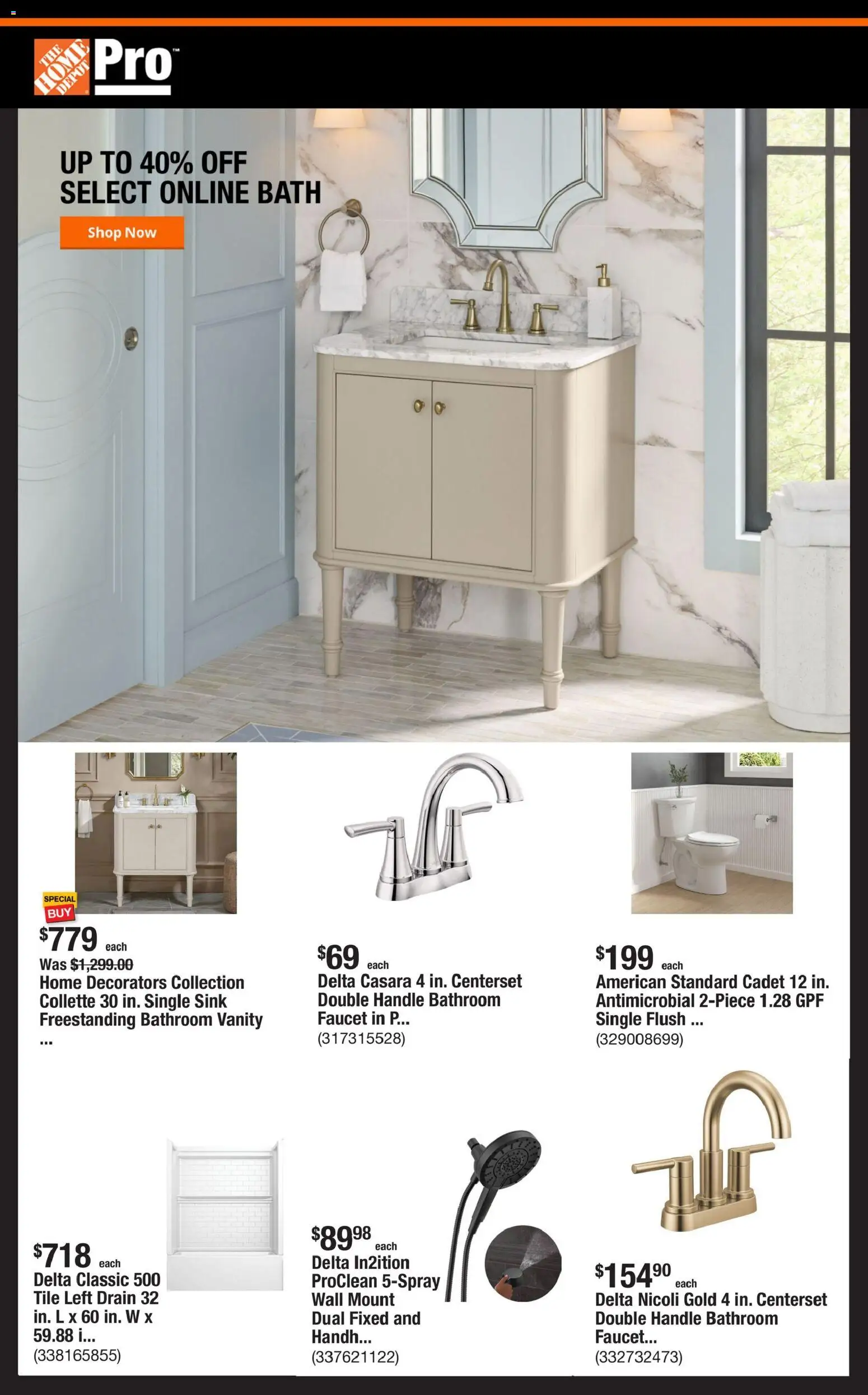 Home Depot Shop Pro Ad - valid from 08/17/2026 | Page: 1 | Products: Bath