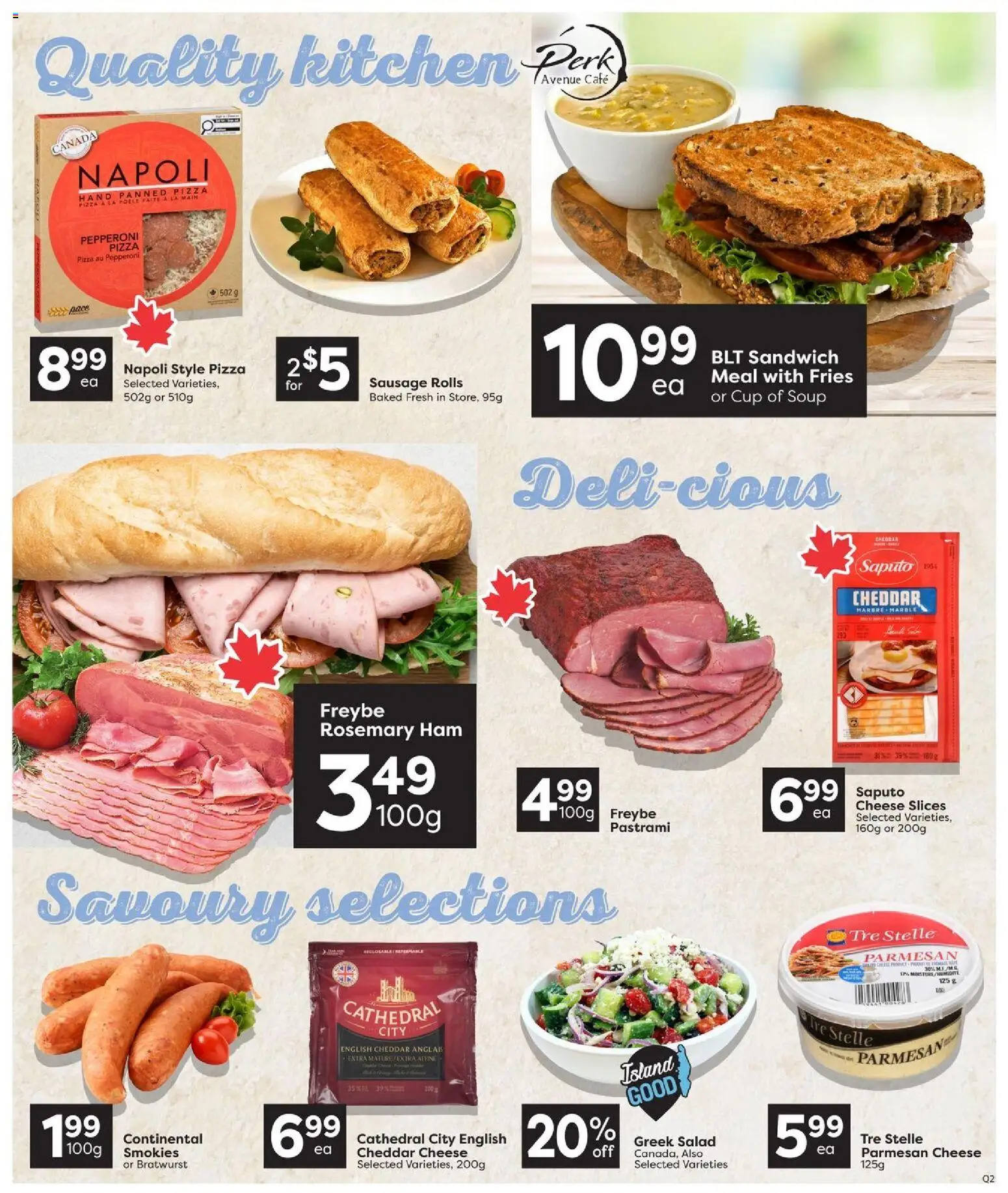 Quality Foods flyer valid from Aug 6, 2026 | Page: 7 | Products: Salad, Bratwurst, Cheese, Pizza