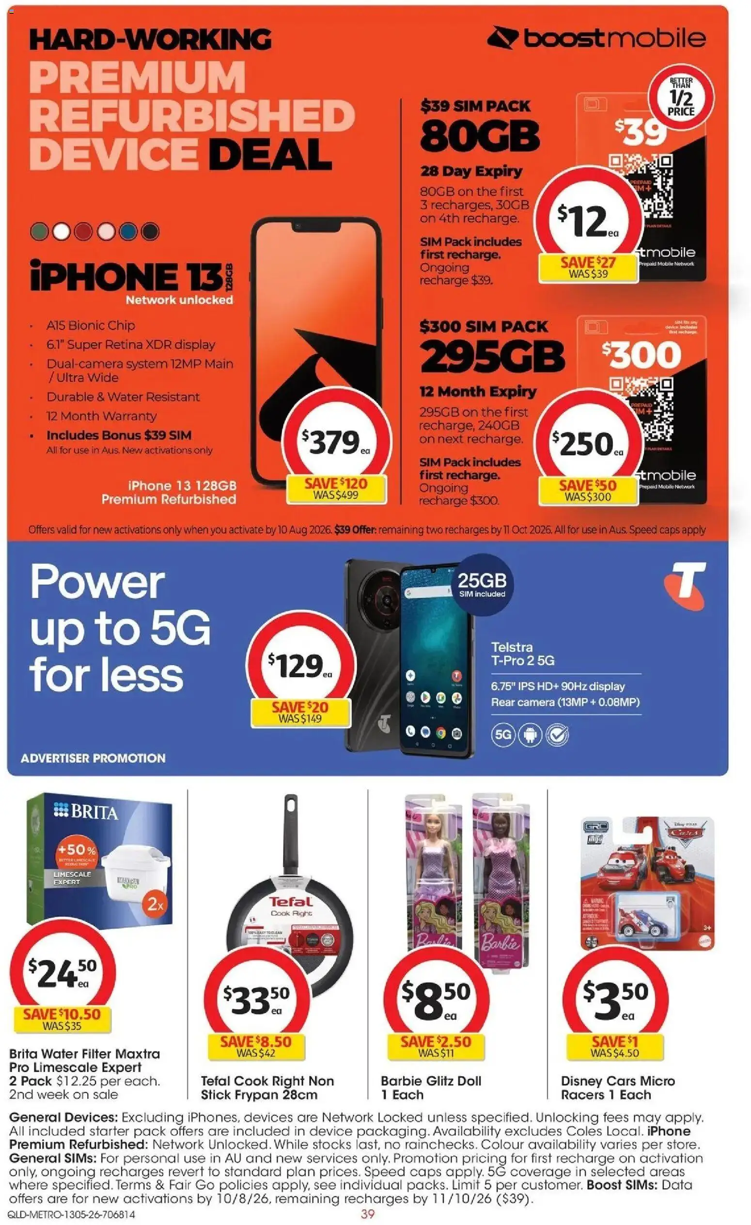 Coles catalogue - valid from 13.05.2026 | Page: 39 | Products: Water, Device, Camera, Mobile