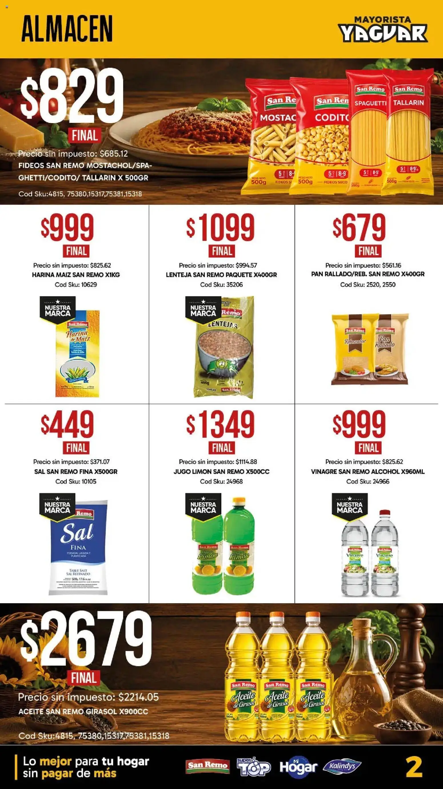 Yaguar - Nuestras marcas Parque Chacabuco │ válido desde el 31/08/2026 | Página: 2 | Productos: Aceite, Limón, Alcohol, Fideos