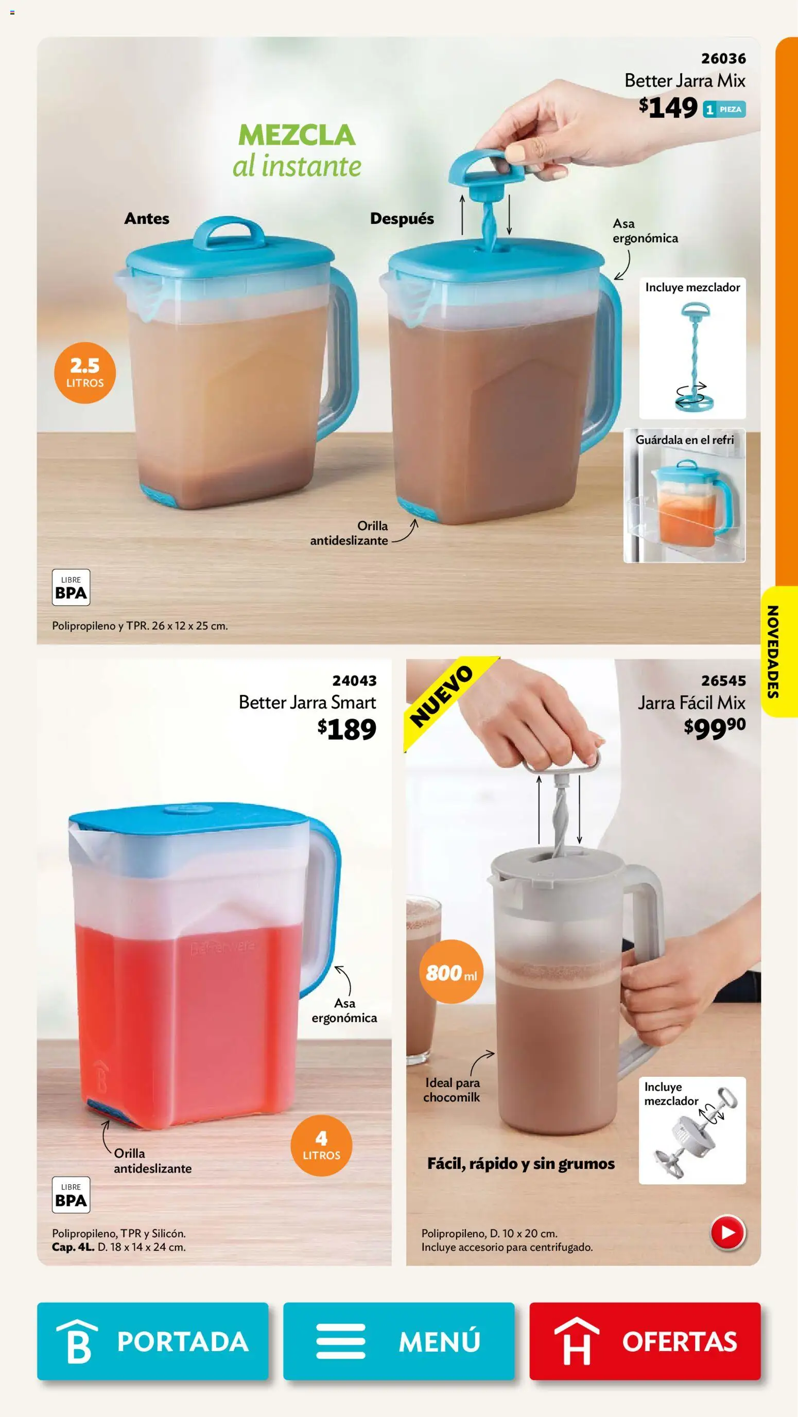 Nuevas ofertas de Betterware válidas en toda la República Mexicana desde el 31/08/2026. ¡Encuentra las mejores ofertas en Betterware campaña 9 2026! | Página: 37 | Productos: Mezclador, Jarra