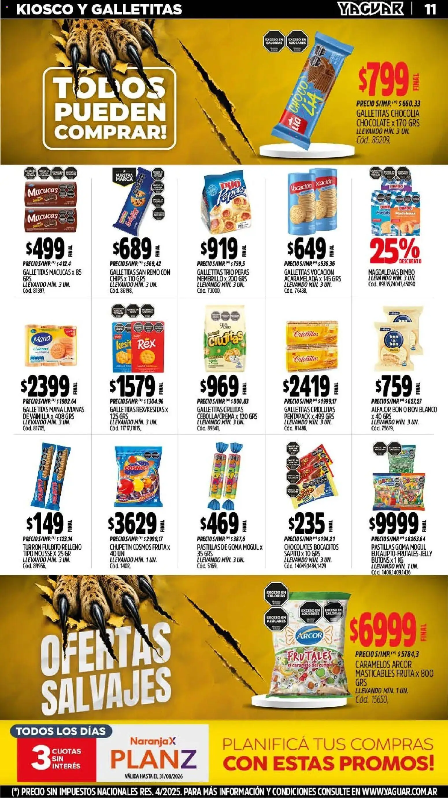 Yaguar - Oferta Semanal Salta │ válido desde el 10/08/2026 | Página: 14 | Productos: Galletitas, Mousse, Chocolate, Fruta