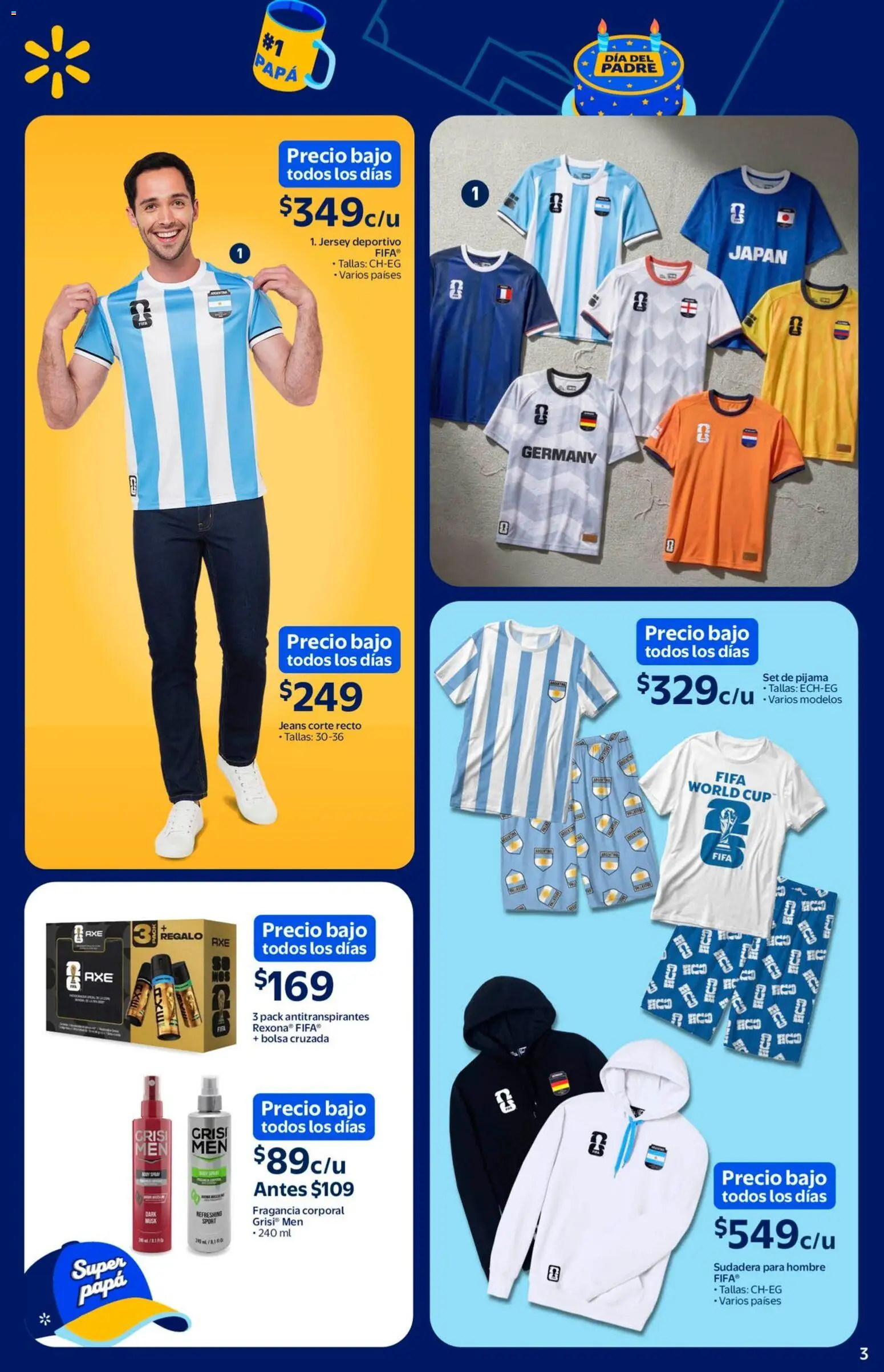 Nuevas ofertas de Walmart válidas en toda la República Mexicana desde el 11.05.2026. ¡Encuentra las mejores ofertas en  Walmart folleto El mejor doblete para papá! | Página: 3 | Productos: Pijama, Bolsa, Sudadera, Fragancia