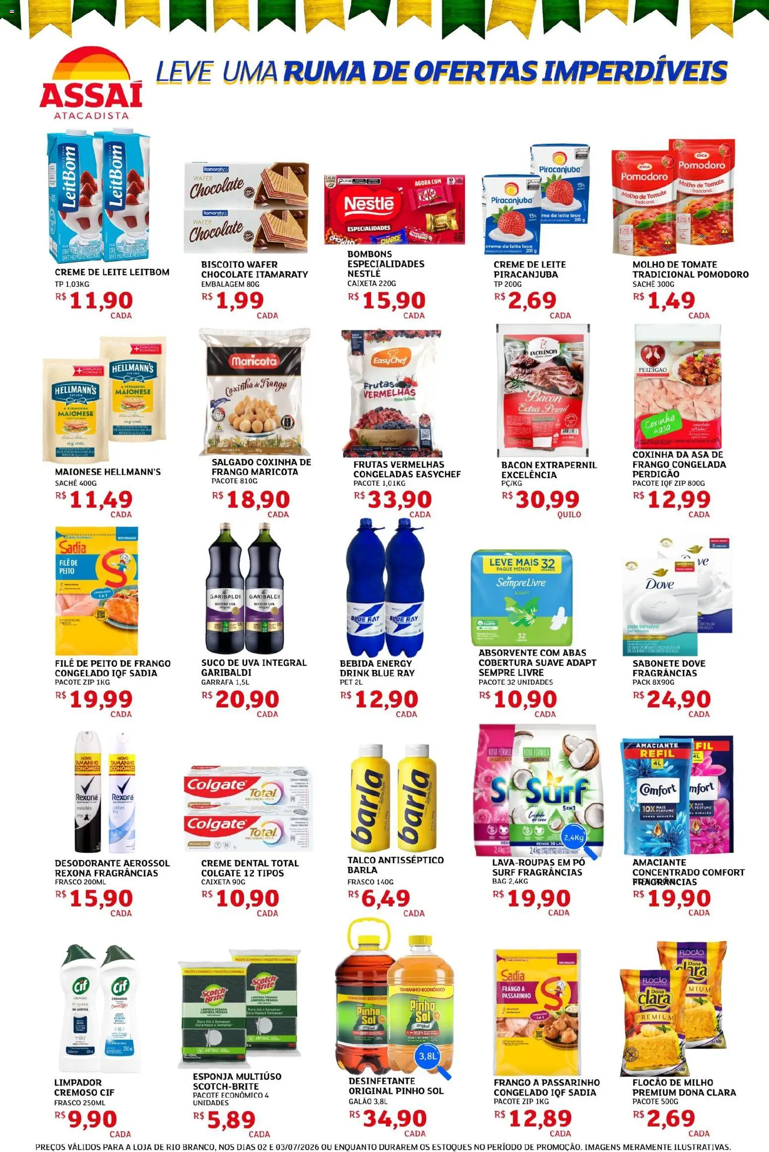 Assaí Atacadista Folheto - válido de 02/07/2026 | Página: 2 | Produtos: Pernil, Frango, Sempre Livre, Desinfetante