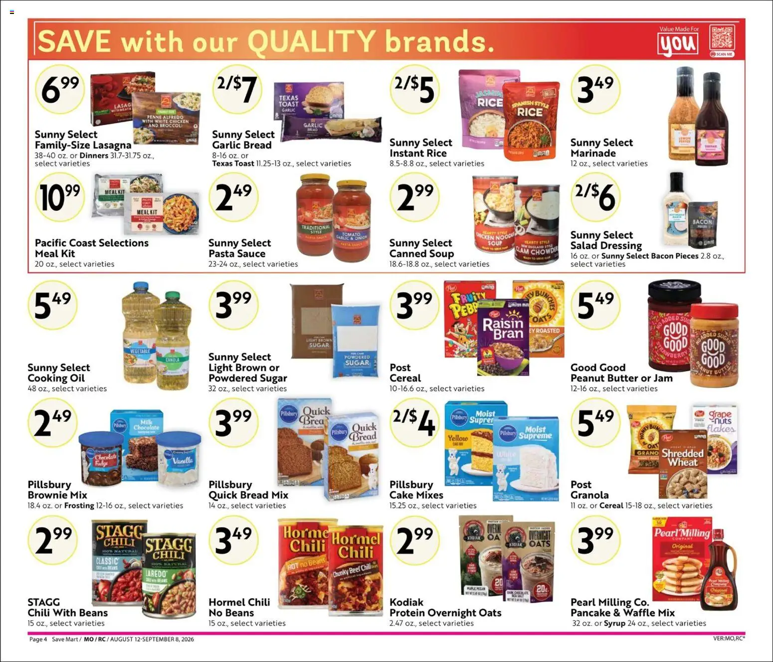 Save Mart Big Book of Savings - valid from 08/12/2026 | Page: 4 | Products: Chicken, Dressing, Cereal, Jam