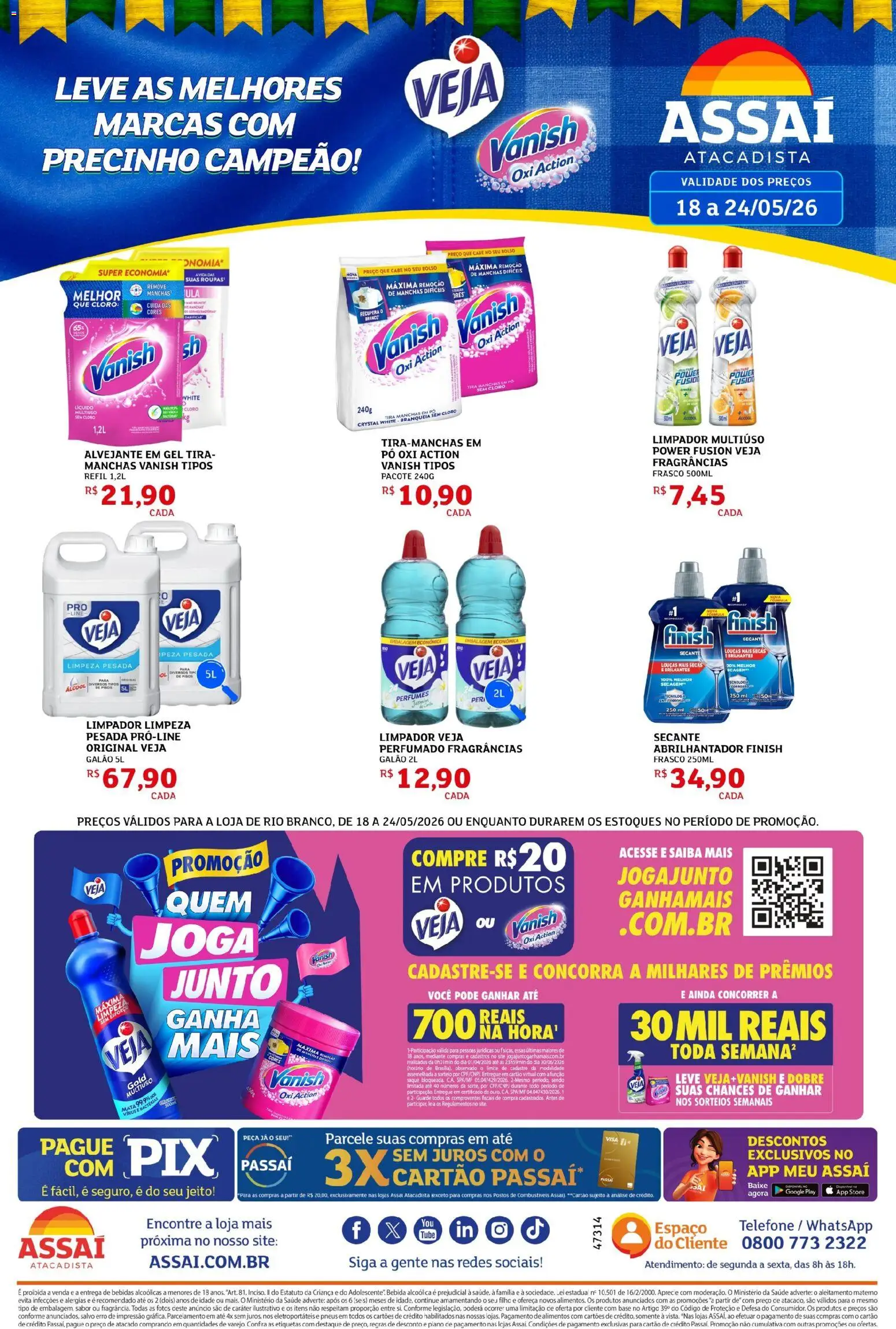 Assaí Atacadista Folheto - válido de 18.05.2026 | Página: 1 | Produtos: Tira manchas, Perfumes, Telefone, Vanish
