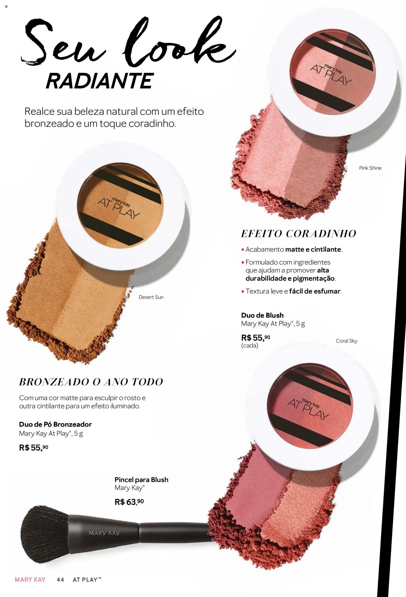 Mary Kay Folheto - válido de 01/03/2026 | Página: 44 | Produtos: Pó, Bronzeador, Blush, Pincel